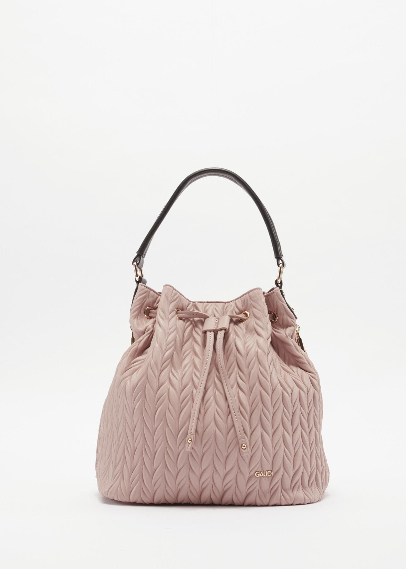 Bucket bag in quilted faux leather