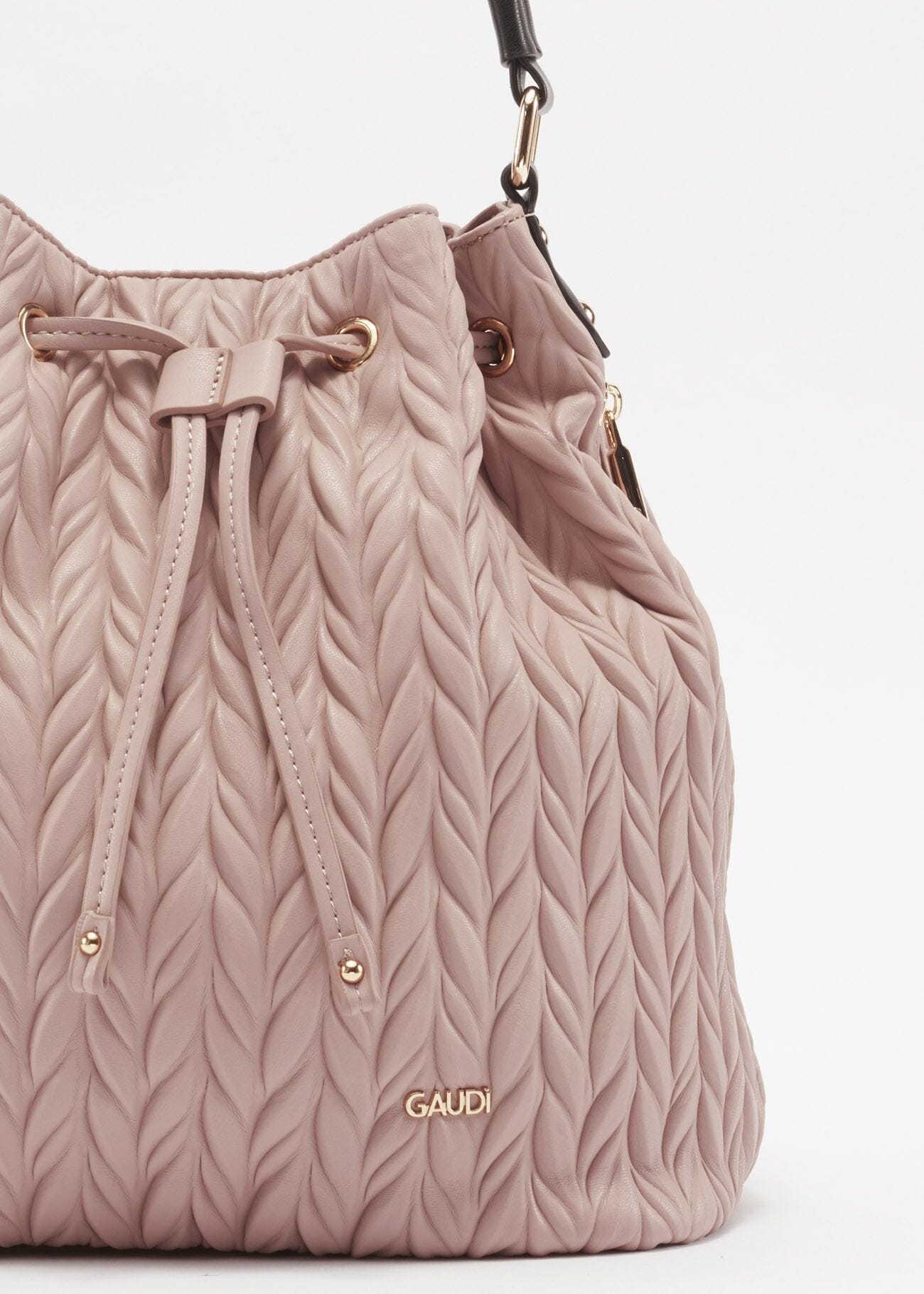 Bucket bag in quilted faux leather