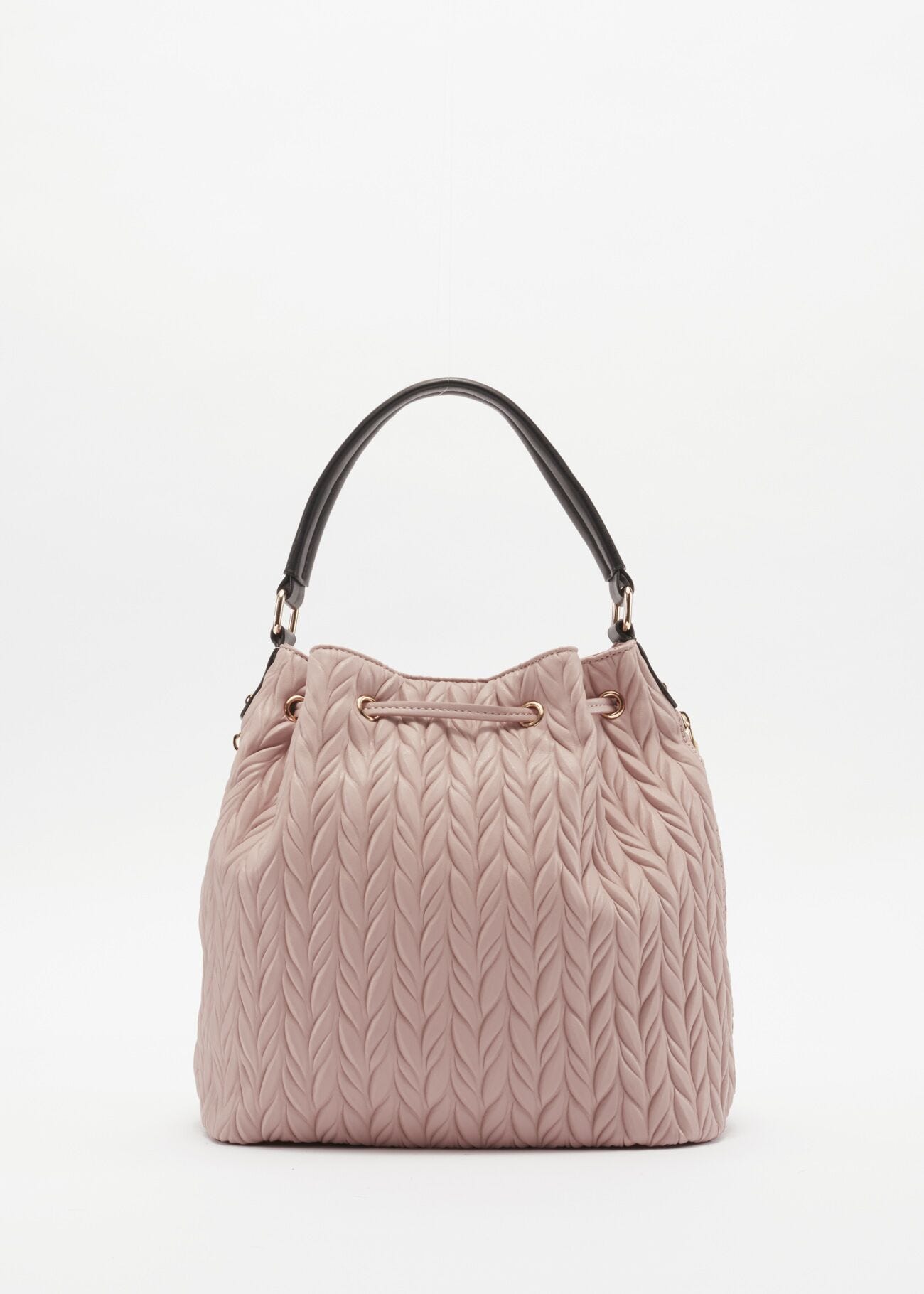 Bucket bag in quilted faux leather