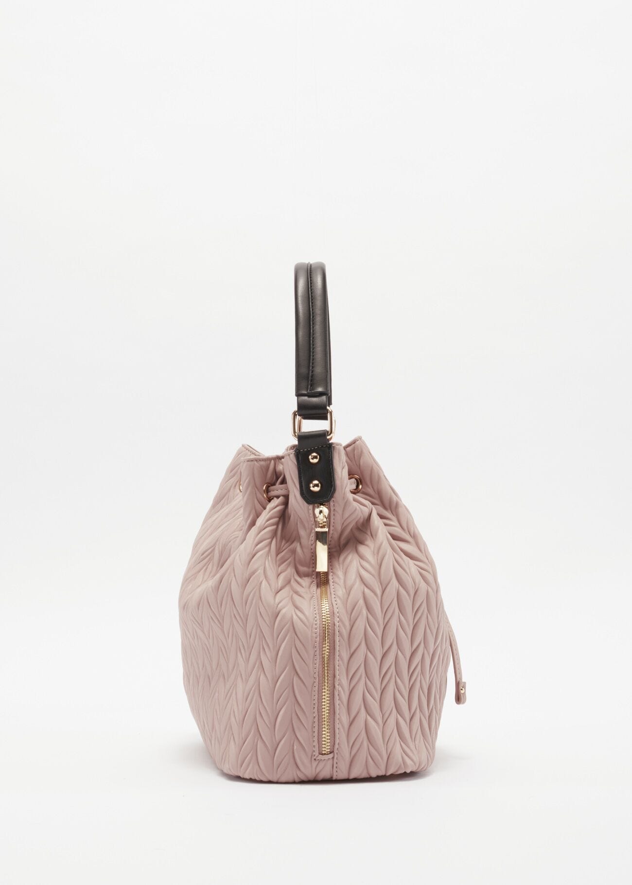 Bucket bag in quilted faux leather