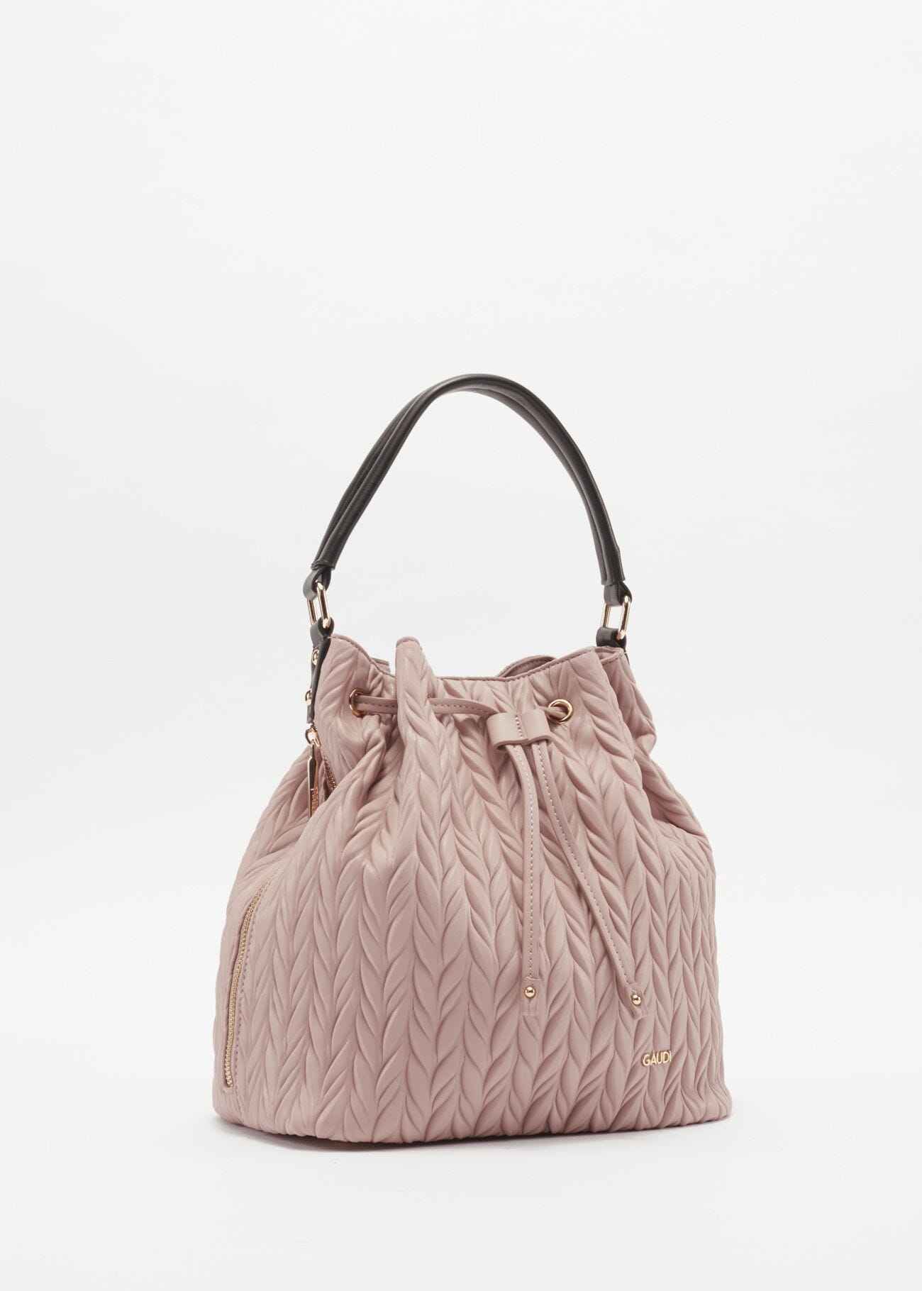 Bucket bag in quilted faux leather