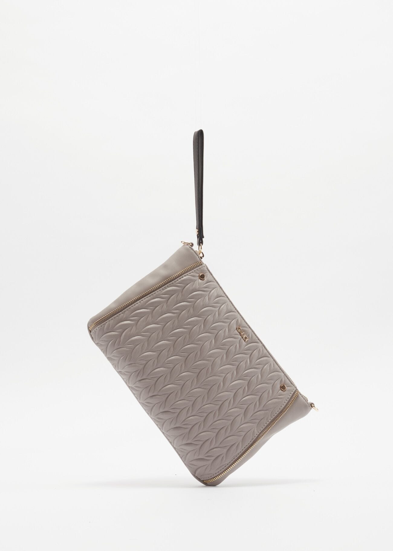 Clutch bag in quilted faux leather