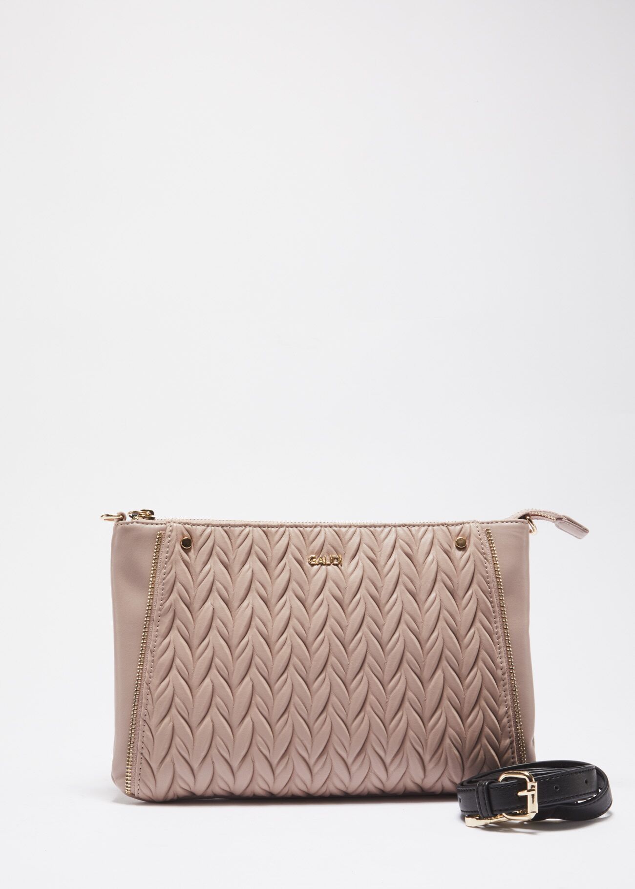 Clutch bag in quilted faux leather