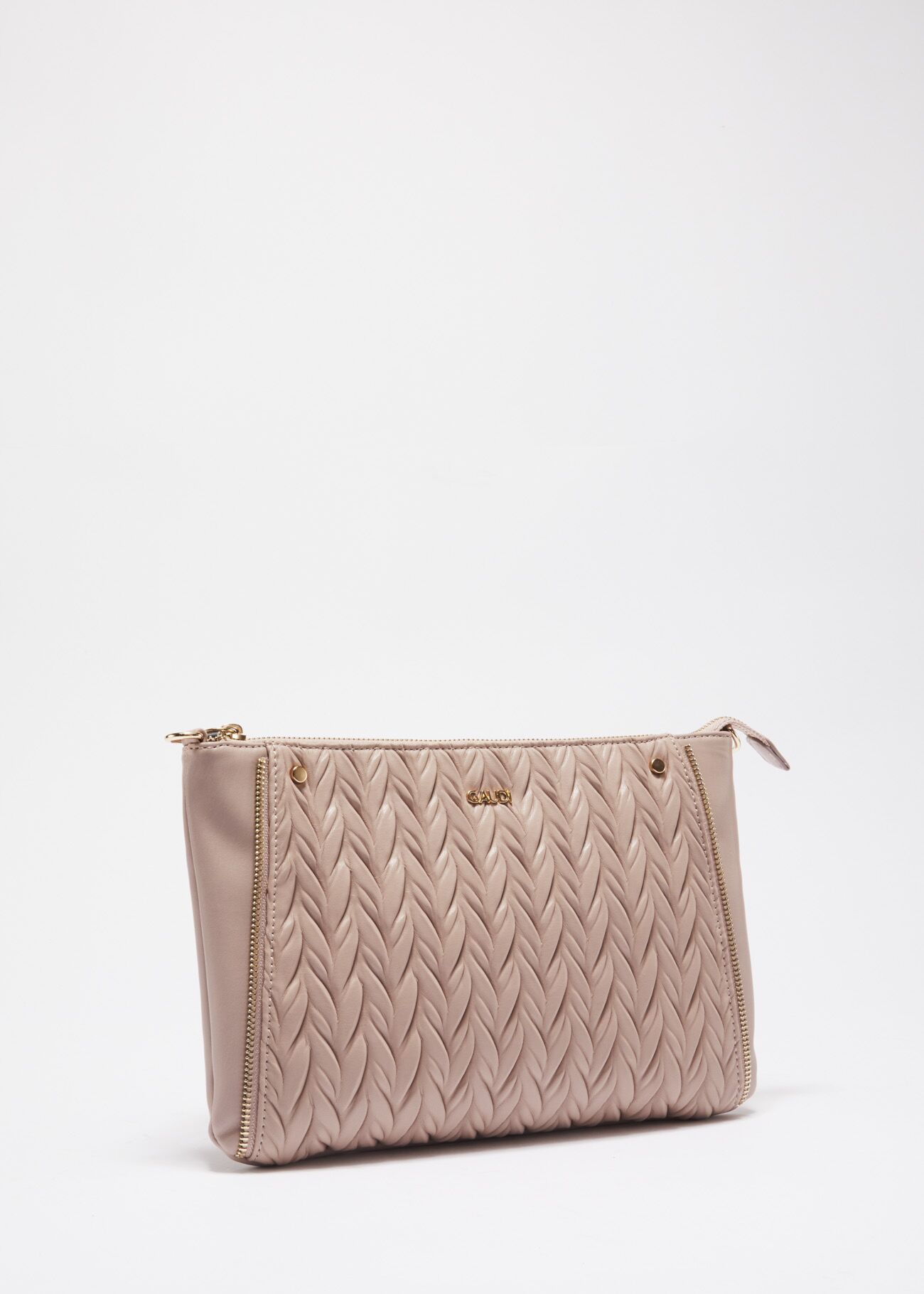 Clutch bag in quilted faux leather