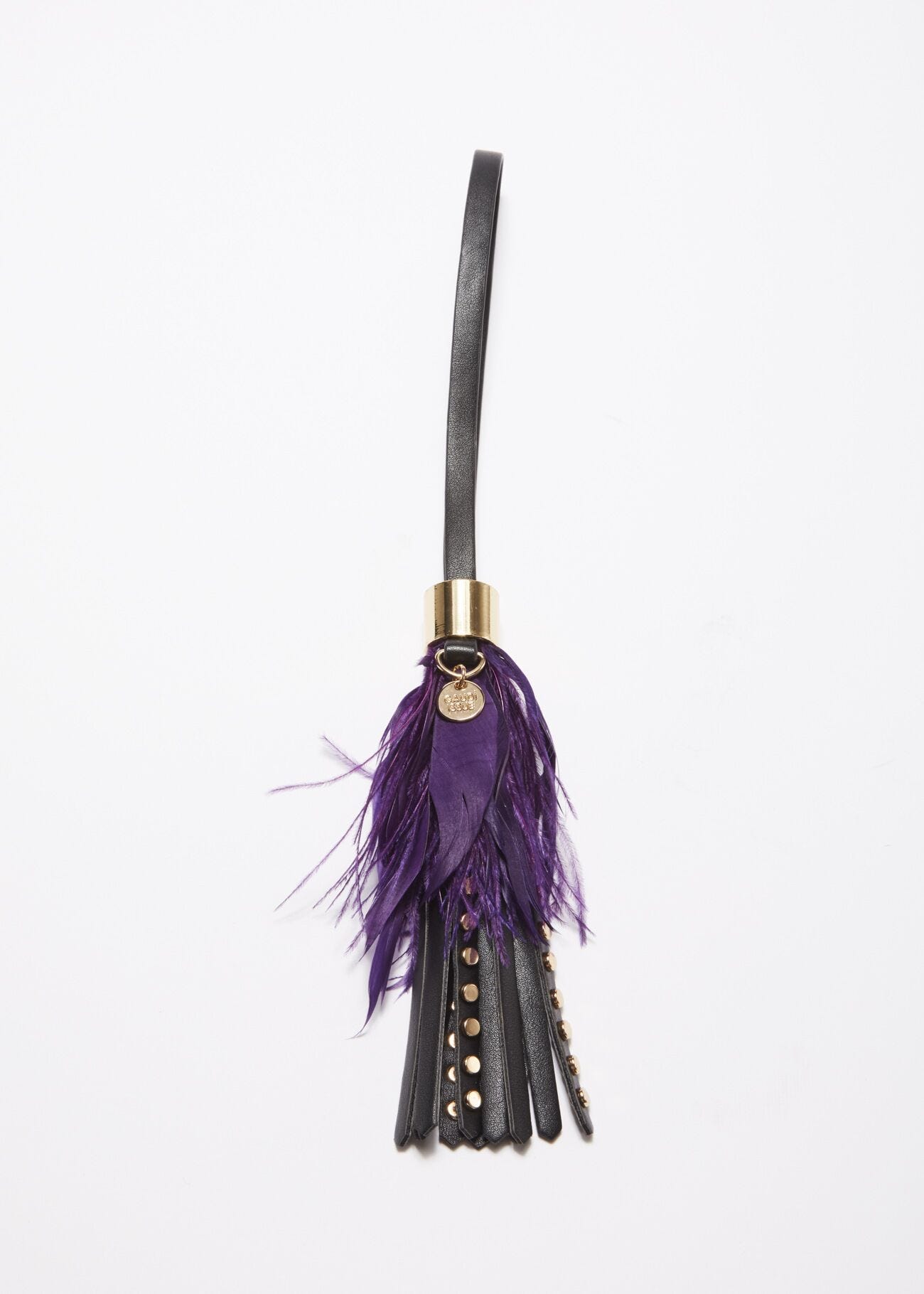Keyring with studs and feathers
