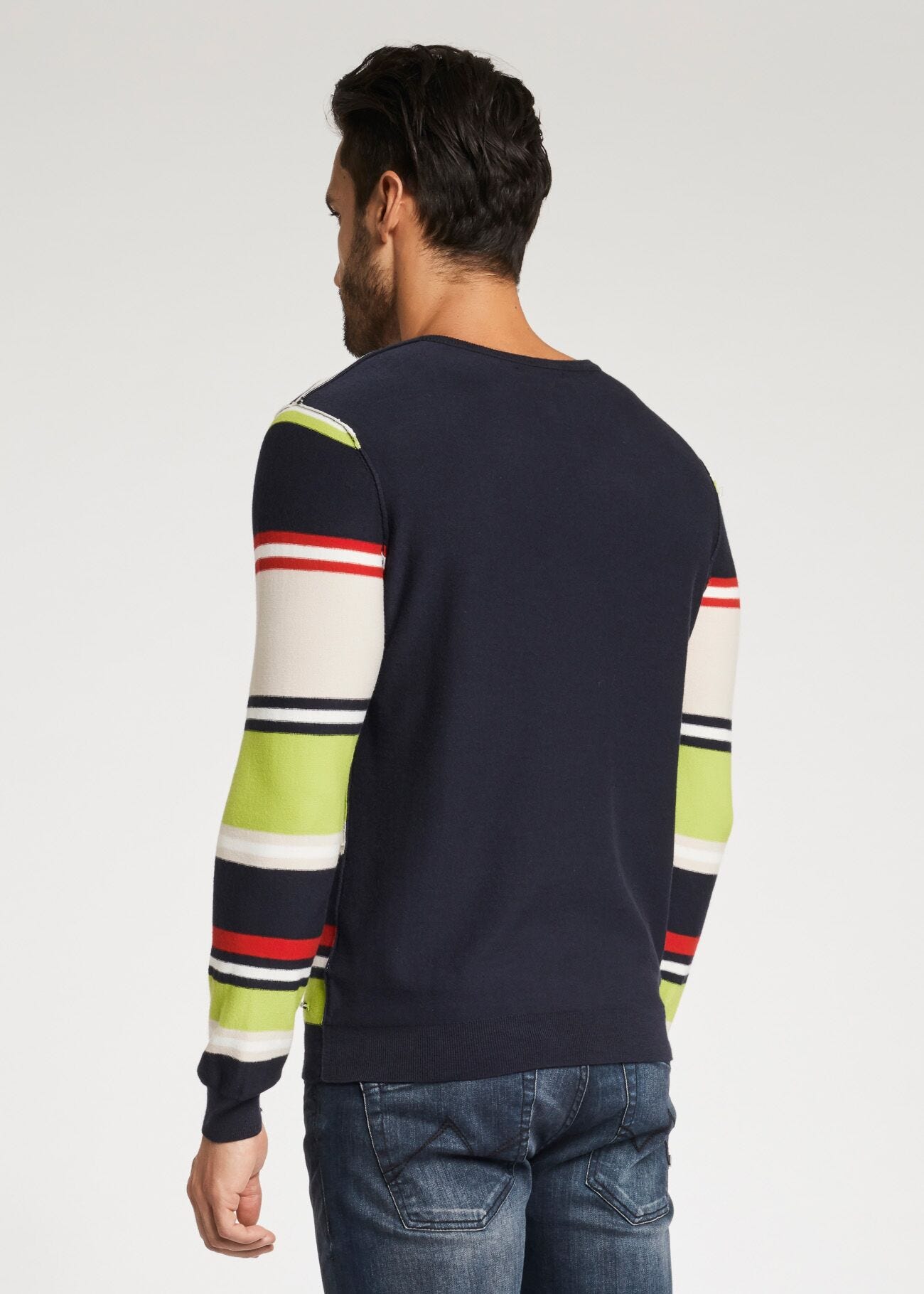 Jumper with intarsia stripes