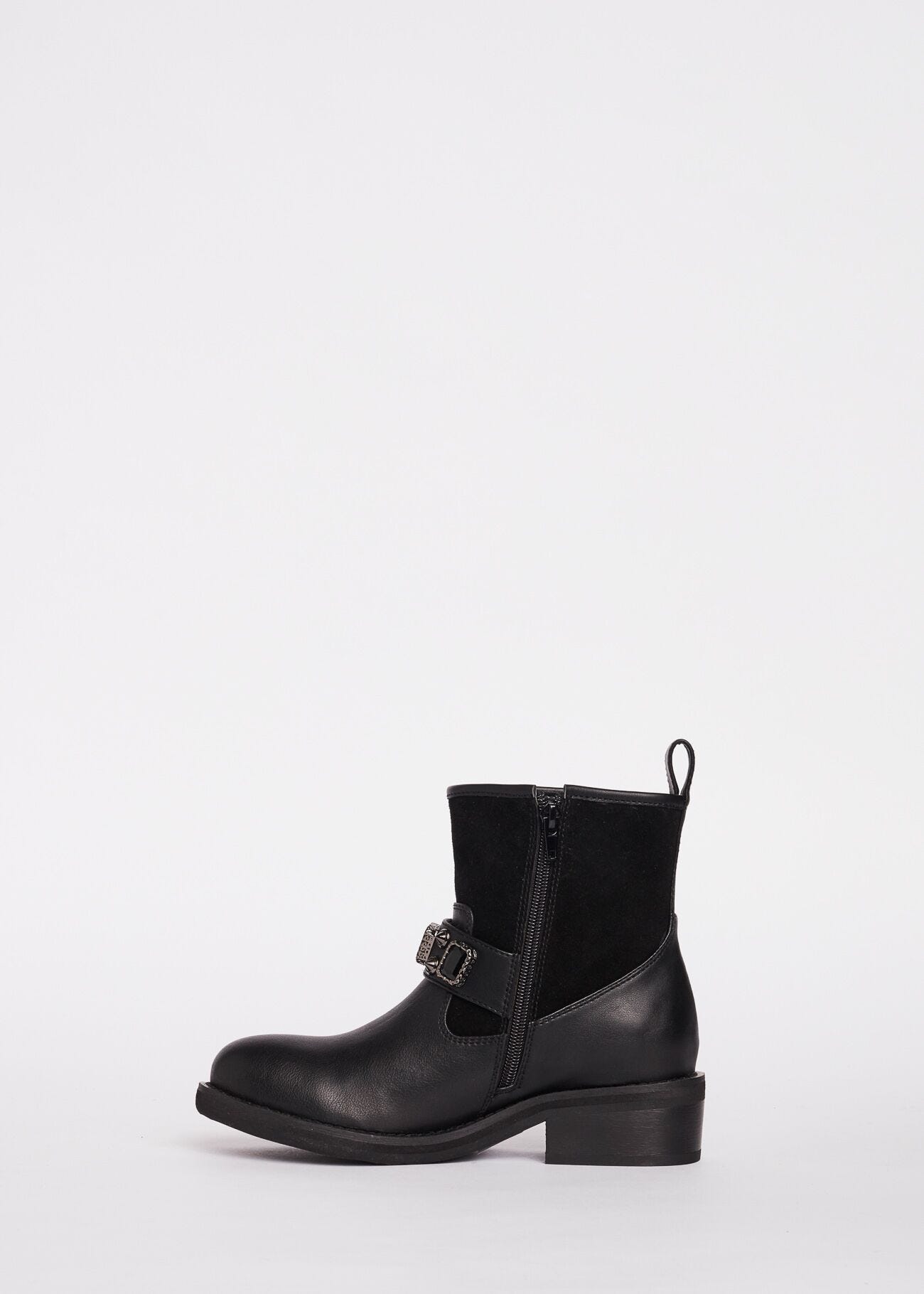 Bottines de motard en cuir 