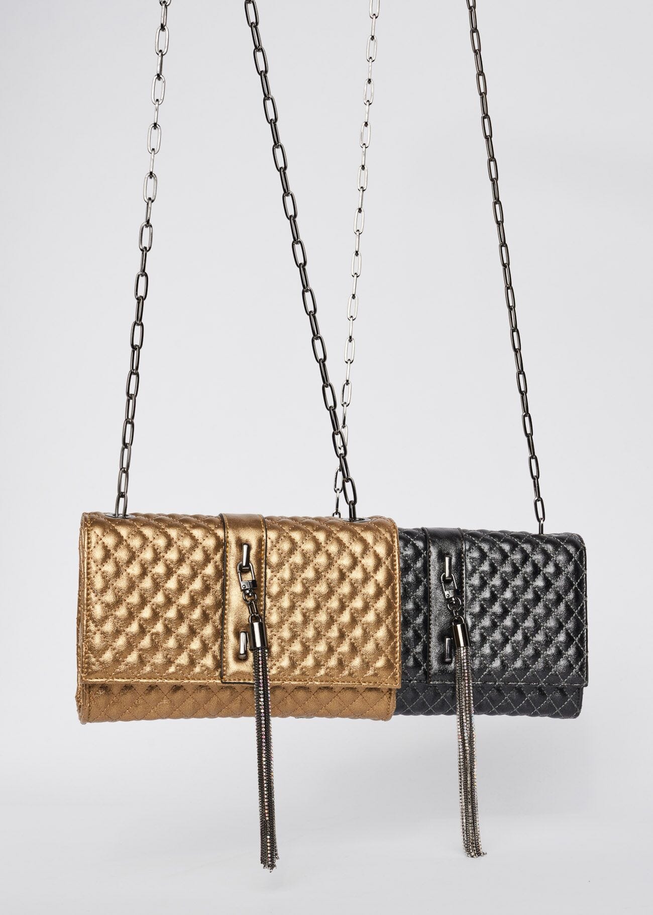 Metallic-effect quilted crossbody bag