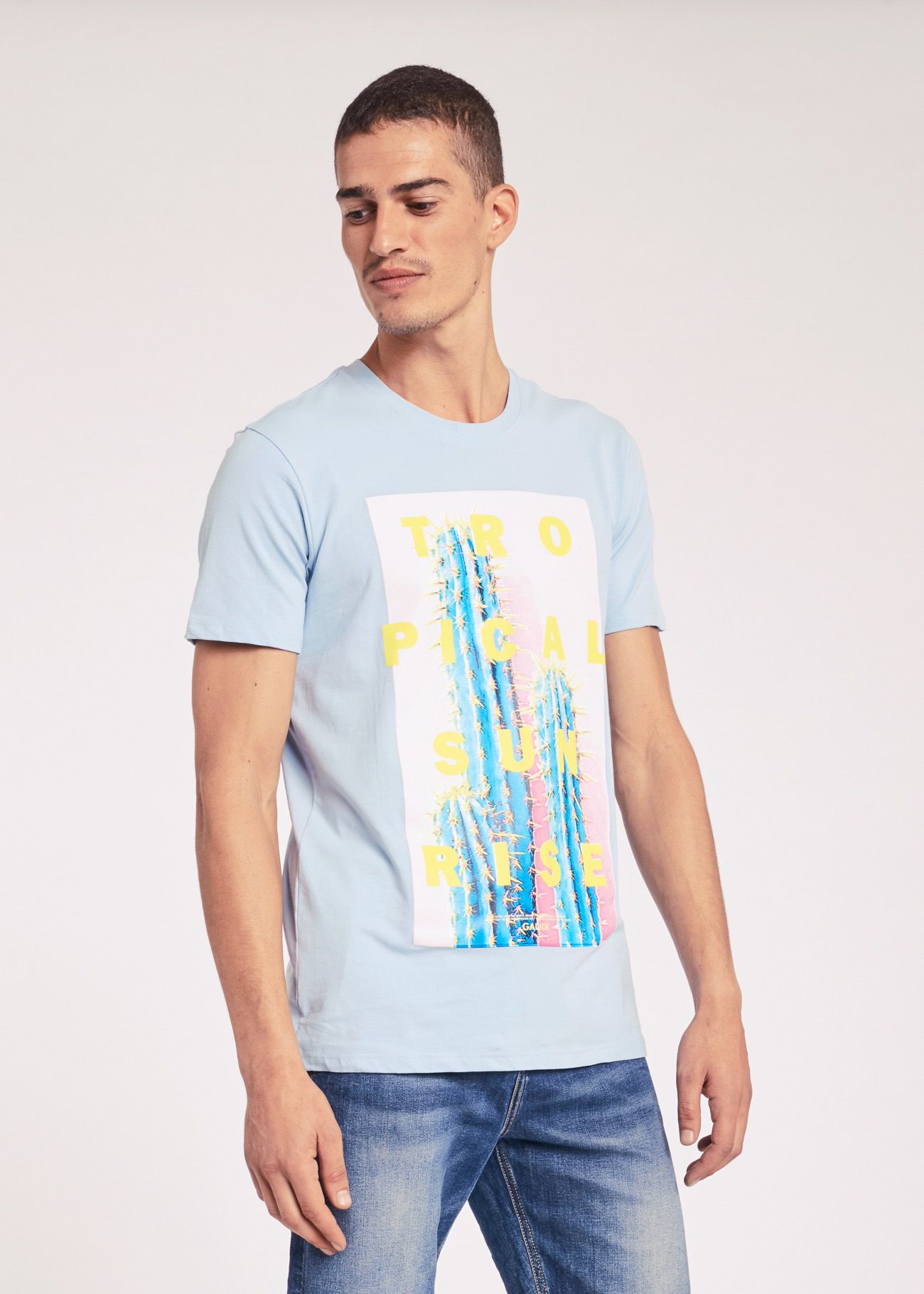 T-shirt con stampa tropicale