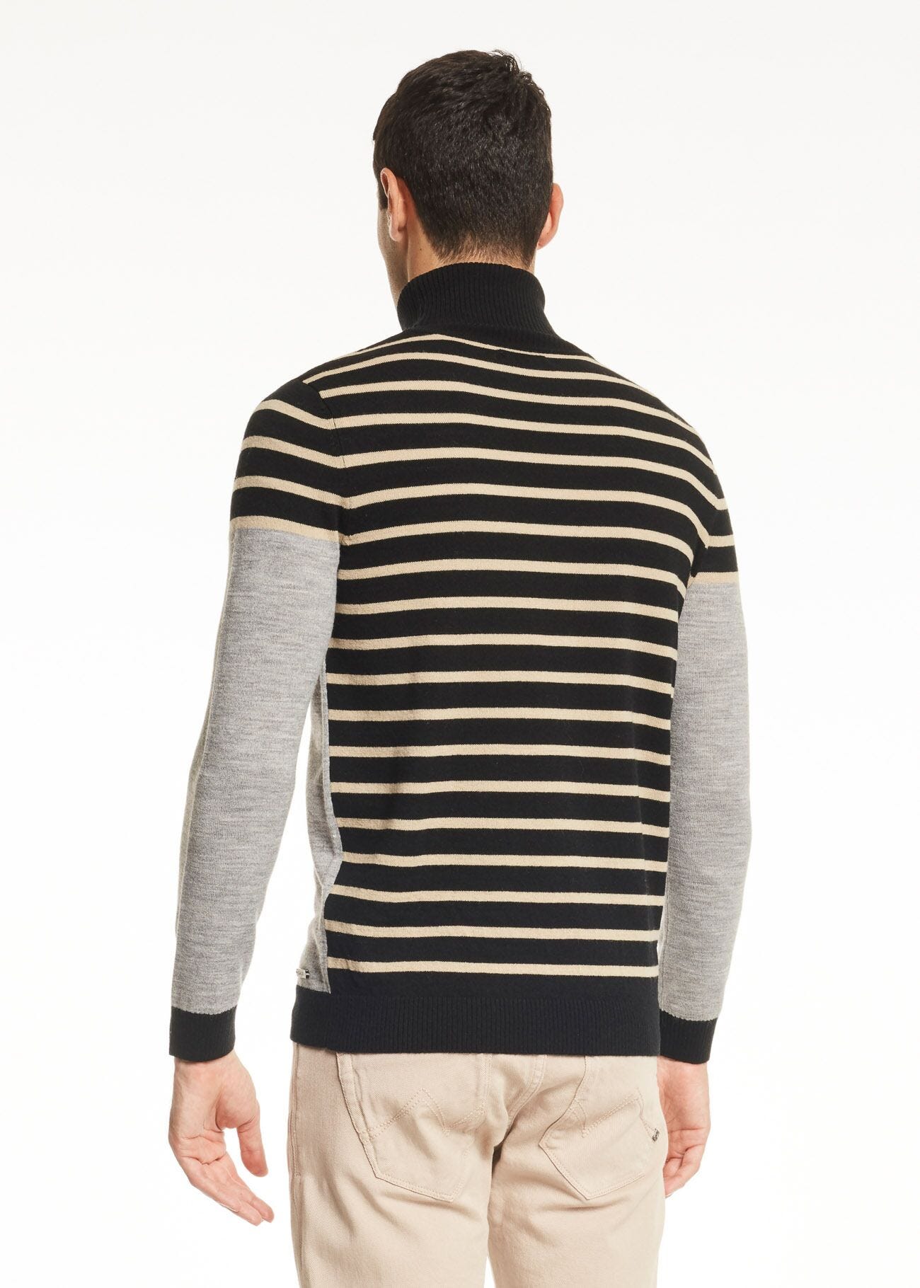 Striped polo neck jumper