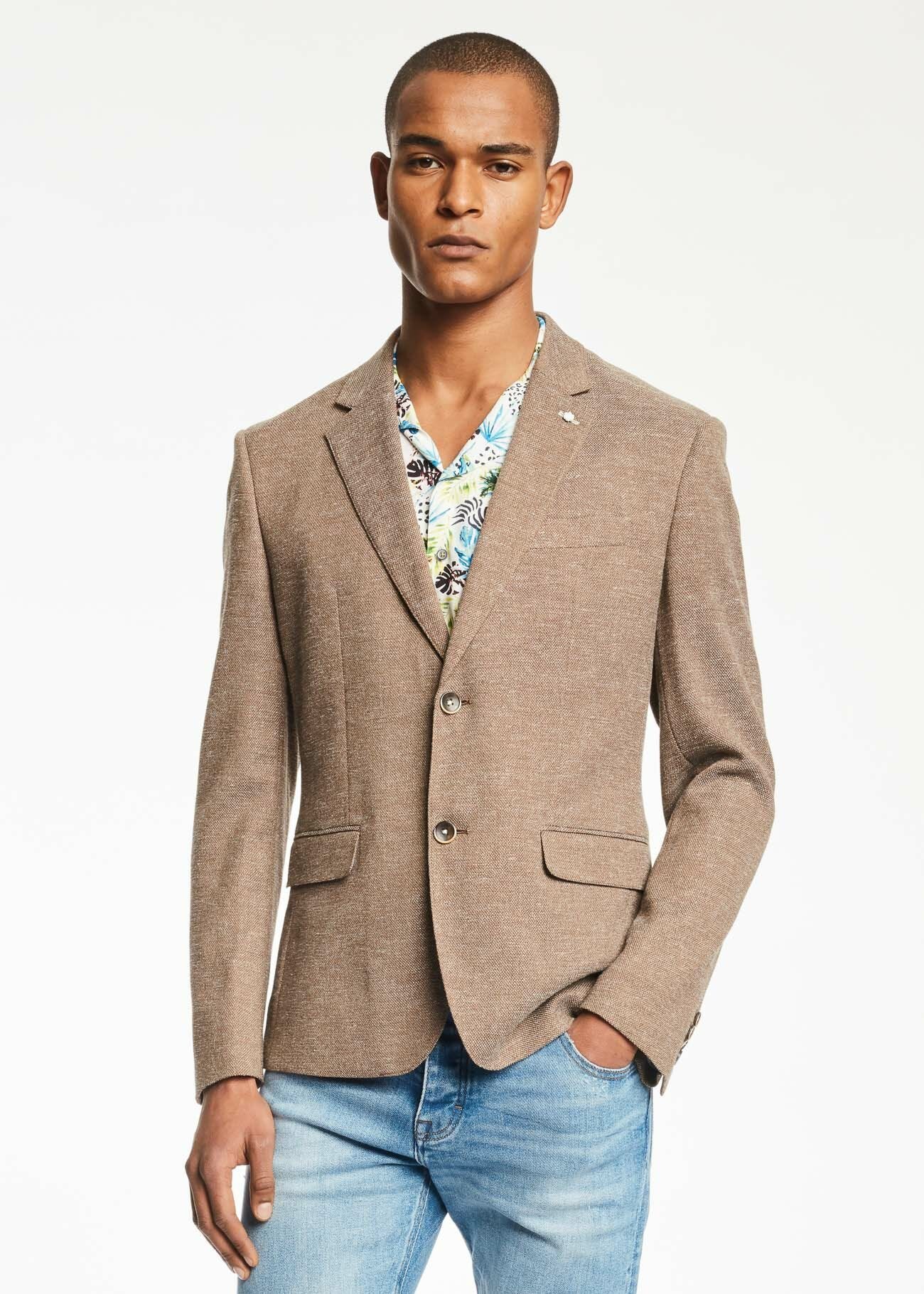 Stretch linen blend blazer 