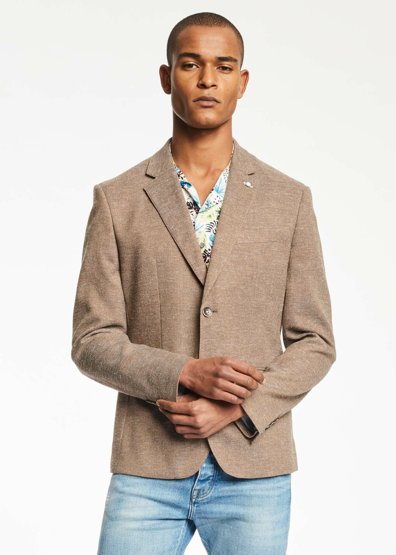 Stretch linen blend blazer 