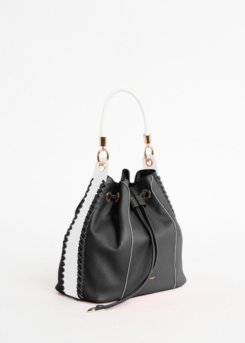 Bucket bag with woven details 