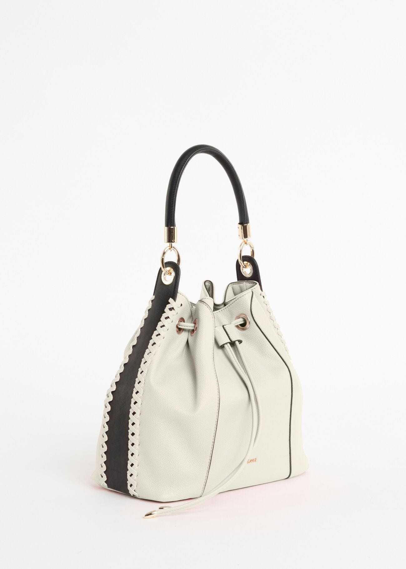 Bucket bag with woven details 