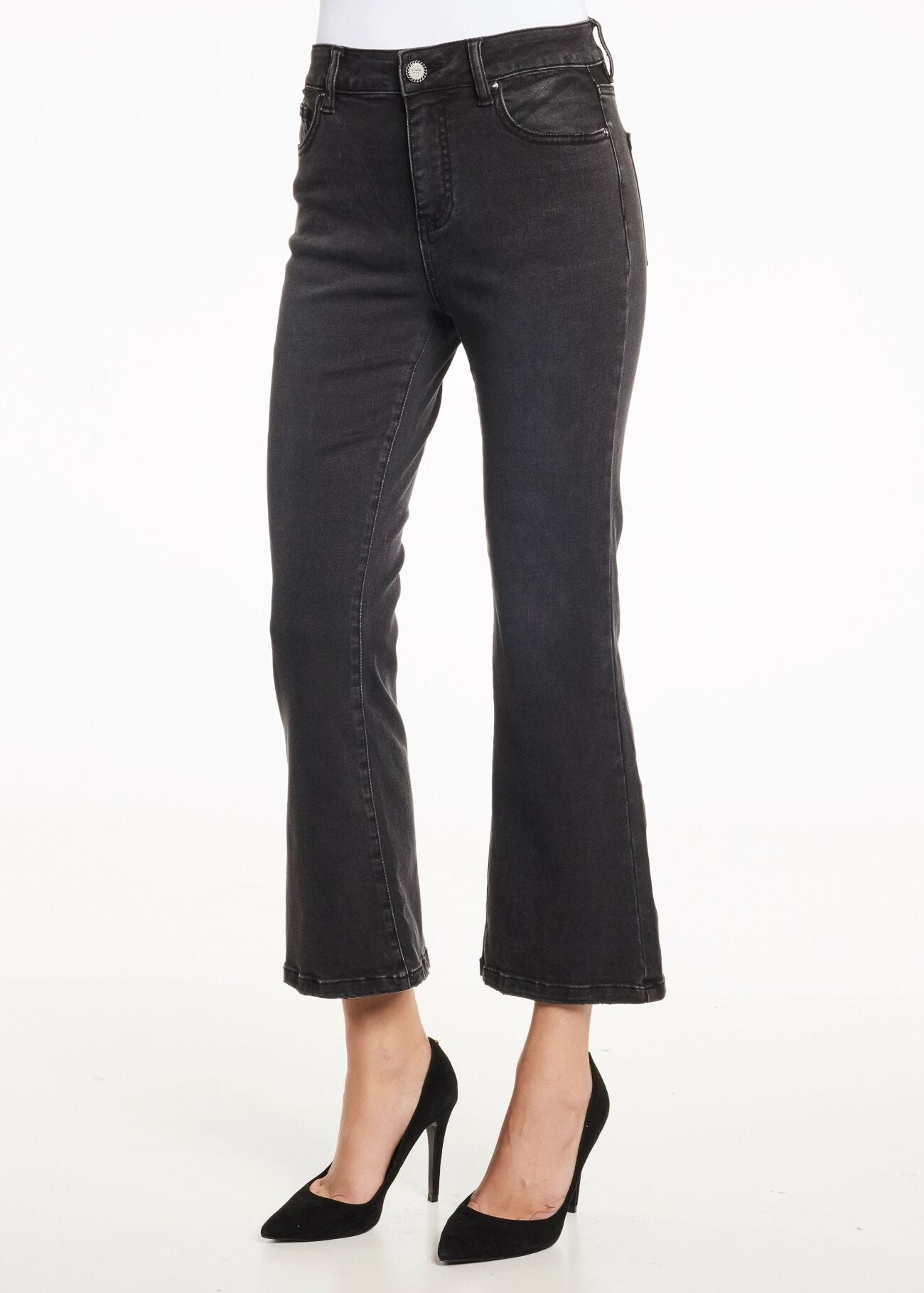 Flared cropped jeans with embroidered logo