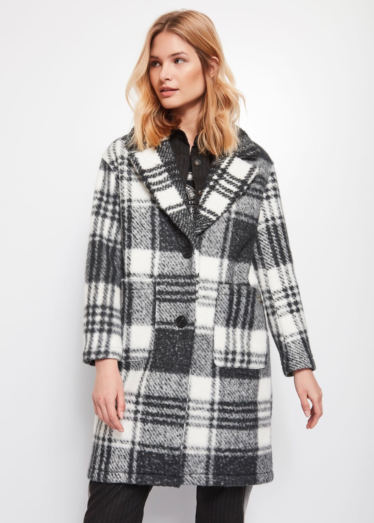 Check deals boucle coat