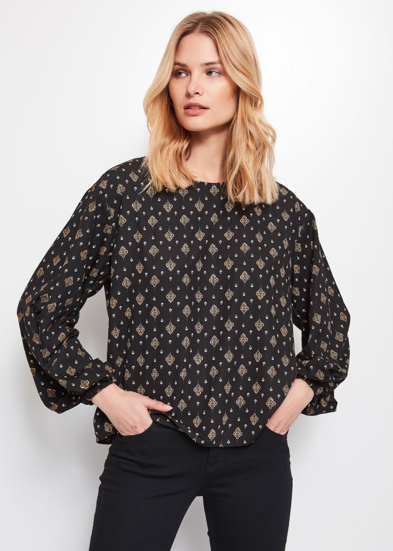 Blouse en crêpe georgette avec imprimé