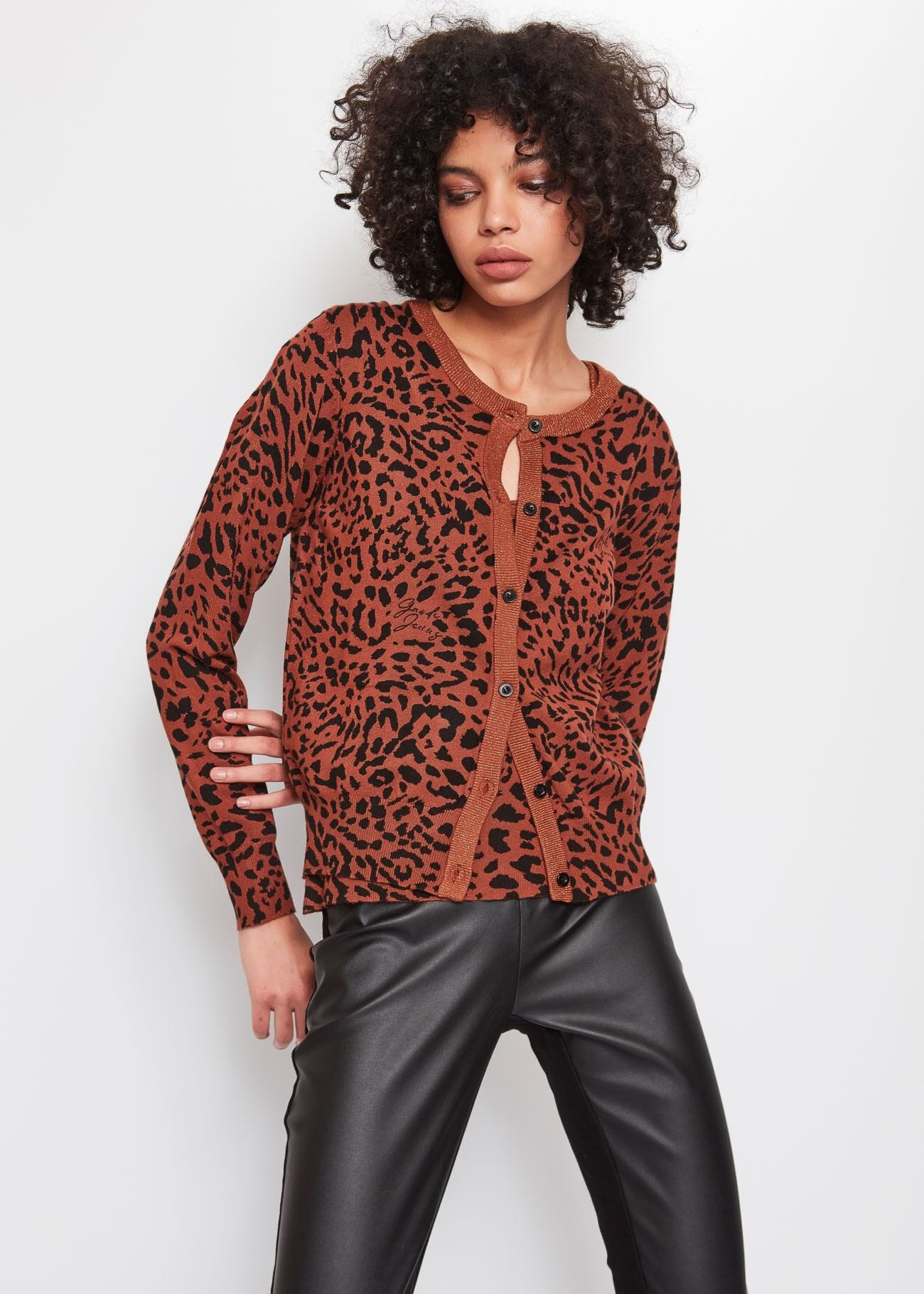 Cardigan con stampa animalier