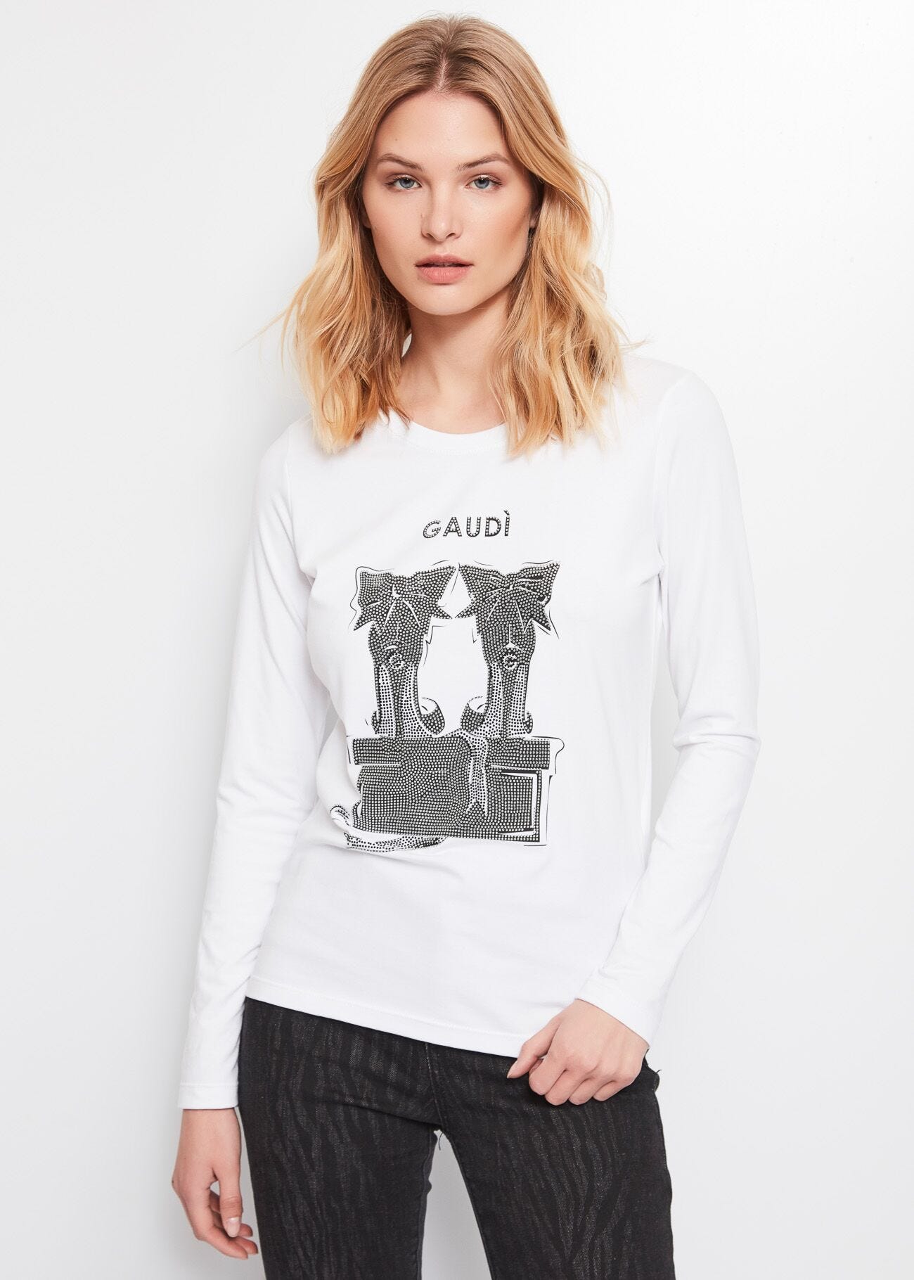 T-shirt avec imprimé et strass