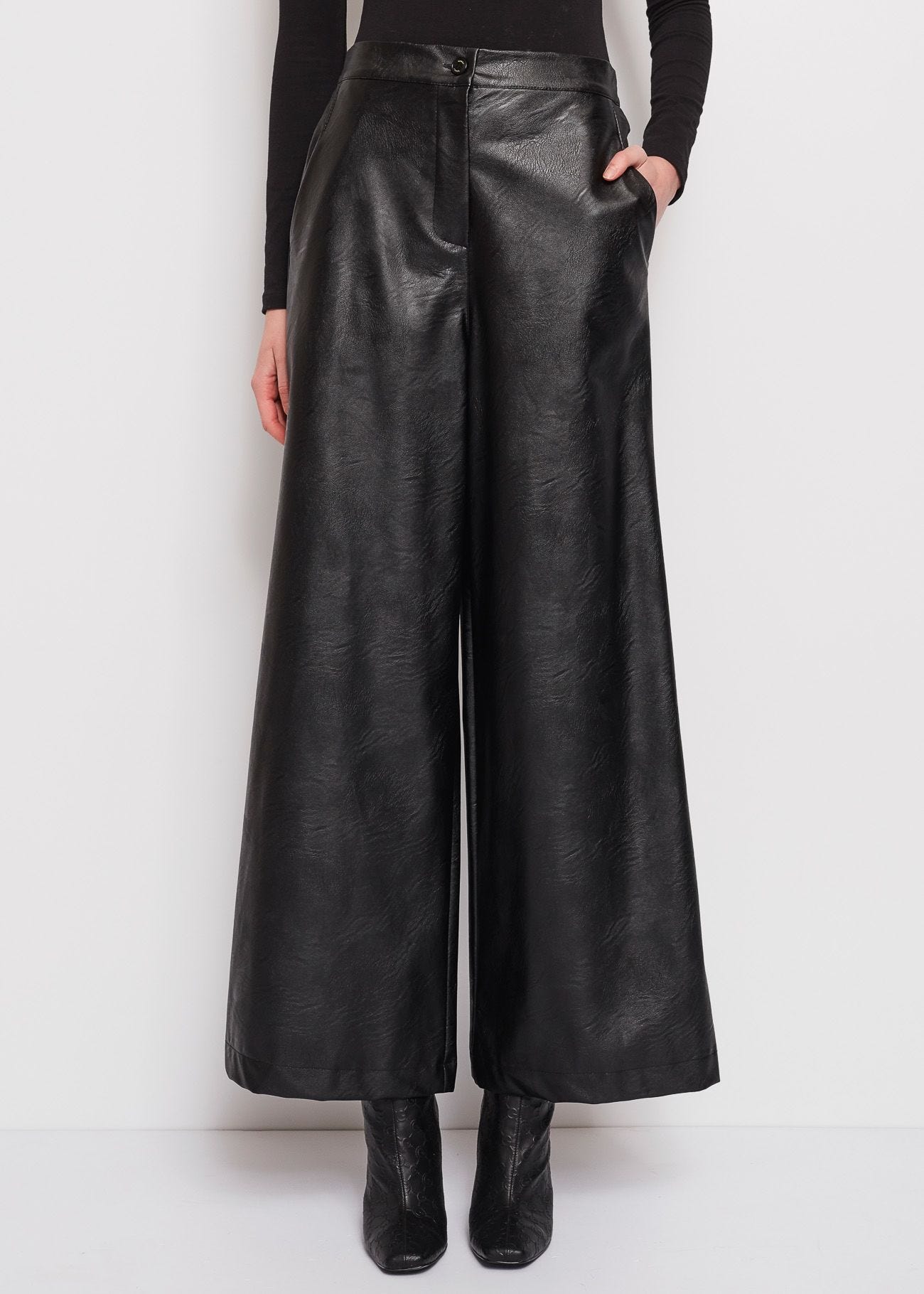 Faux tumbled leather trousers