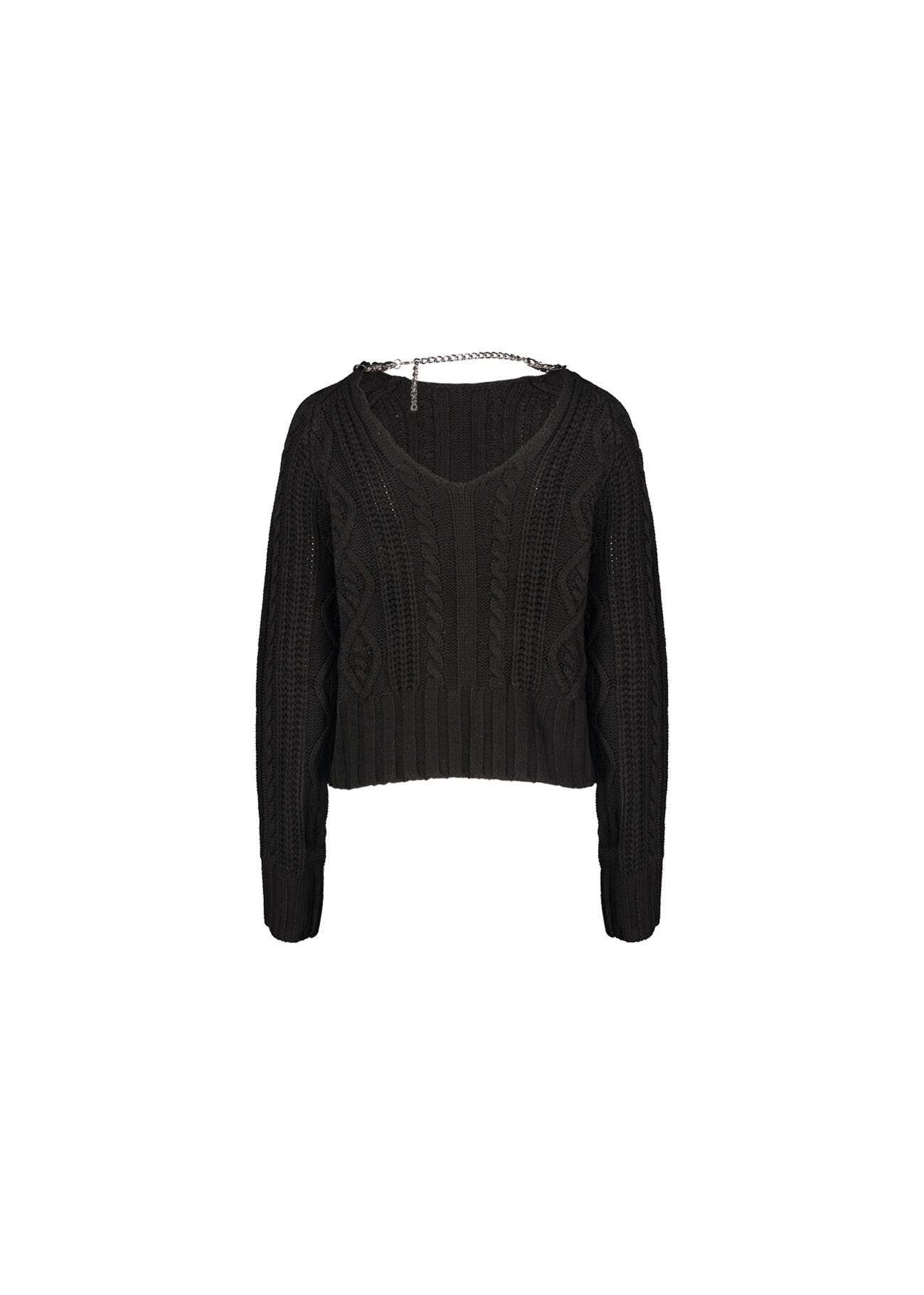 Cable-knit jumper Black
