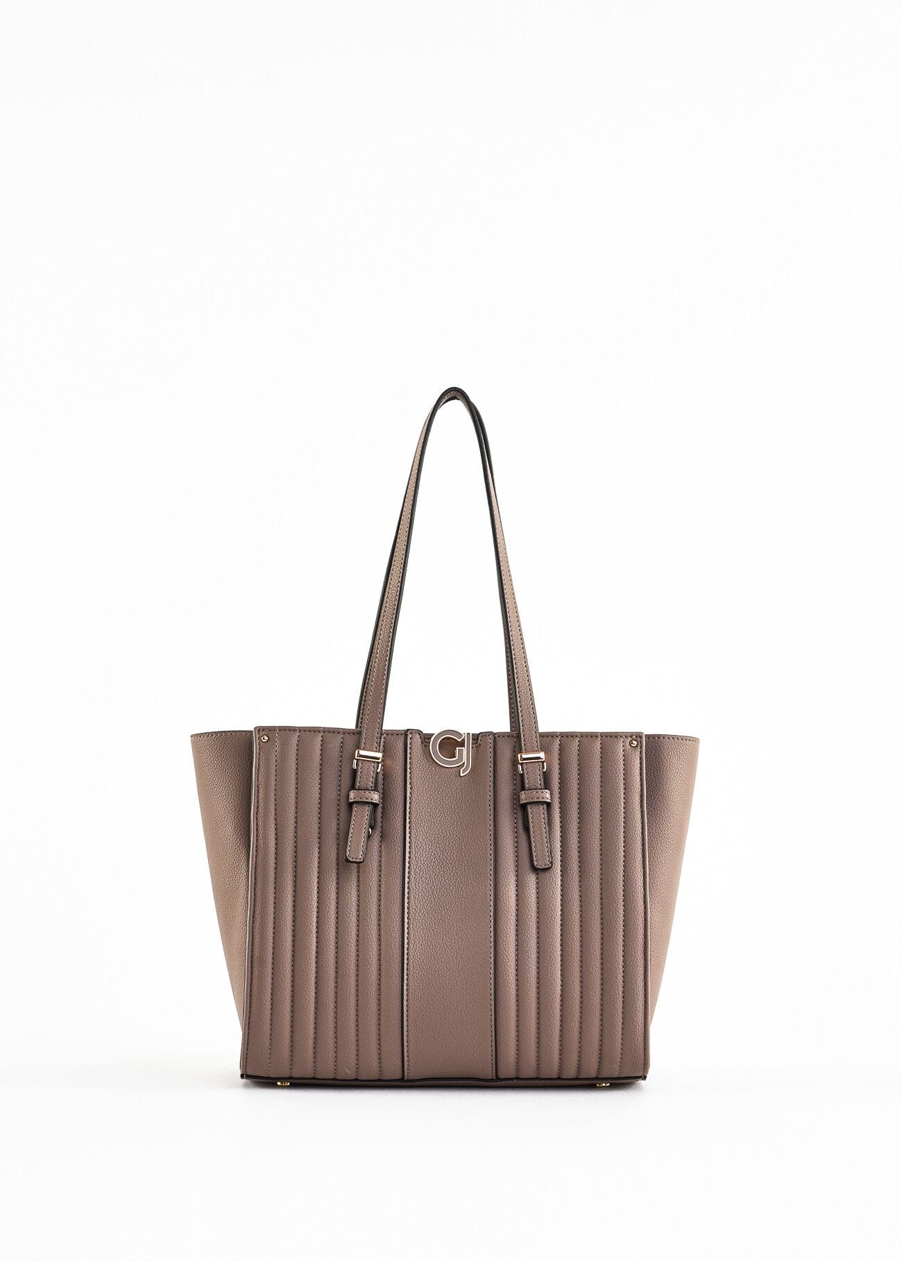 Pleated faux leather shopper bag