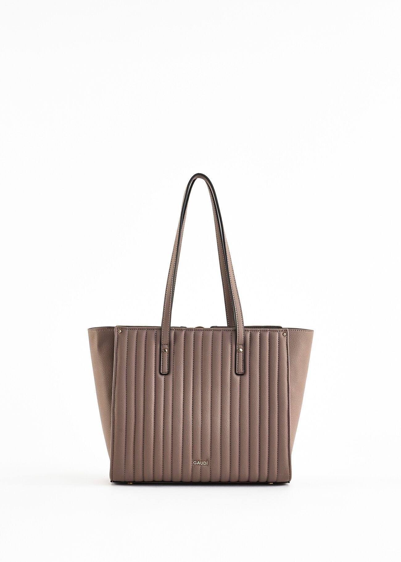 Pleated faux leather shopper bag