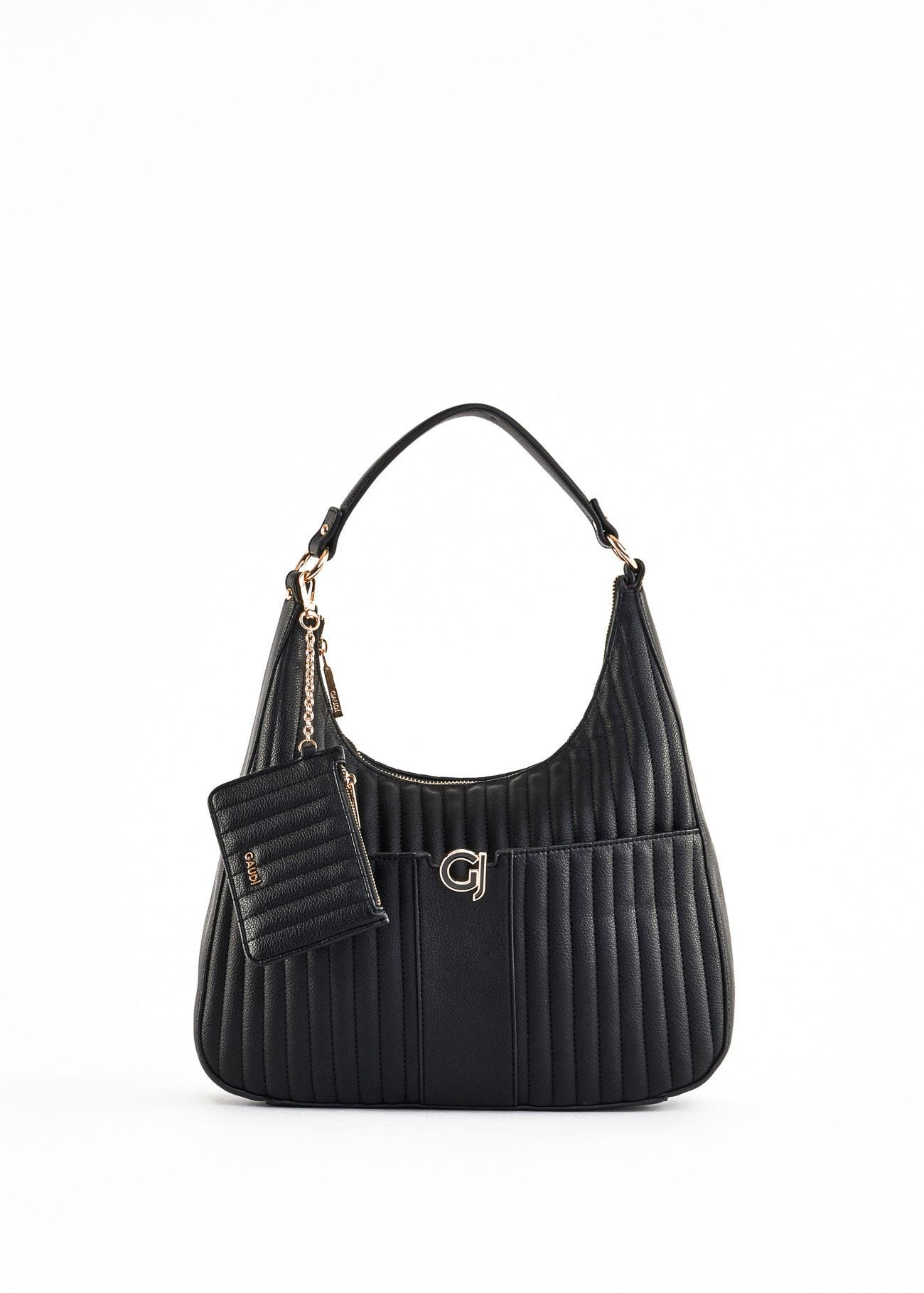 Pleated faux leather hobo bag