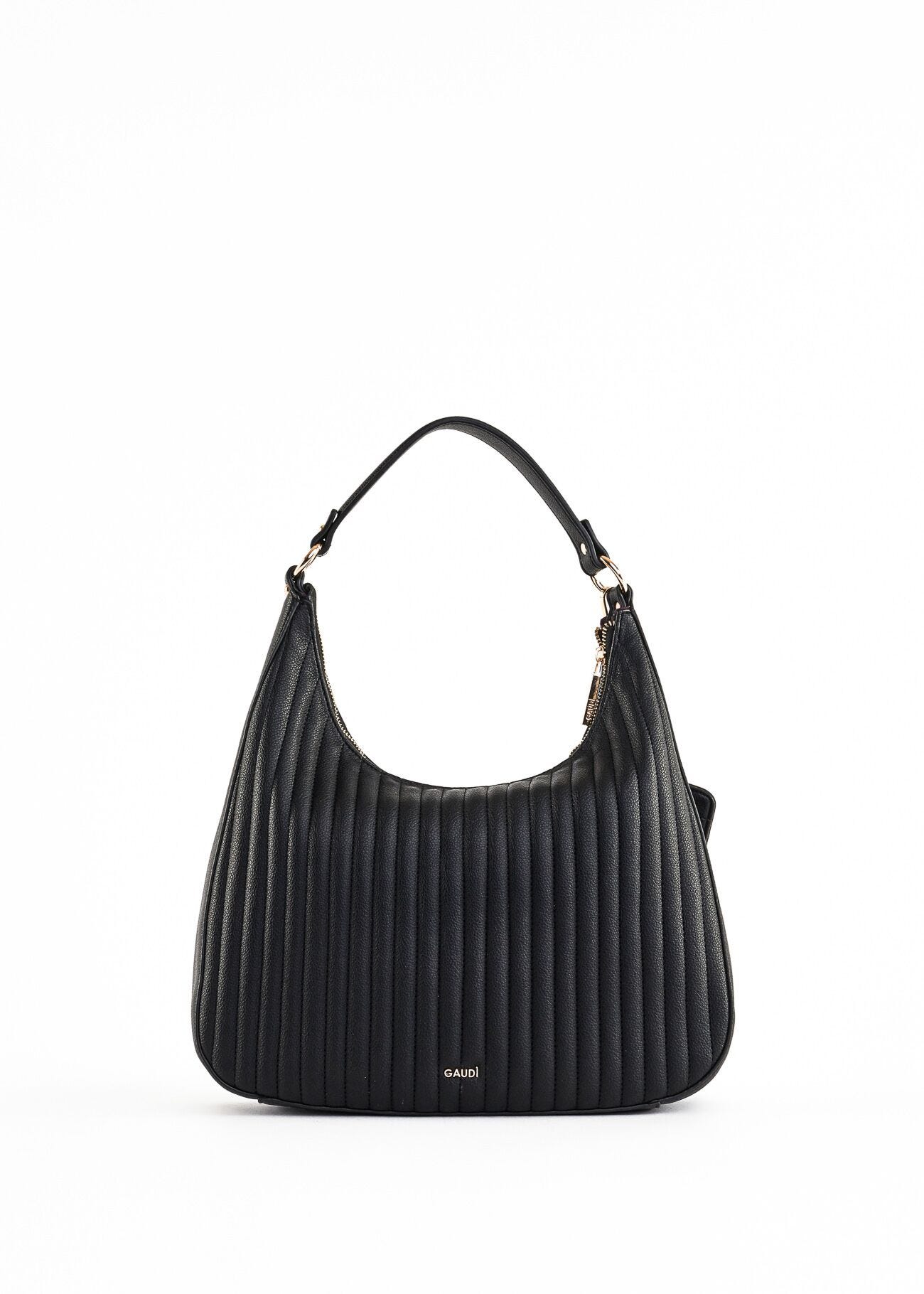 Pleated faux leather hobo bag