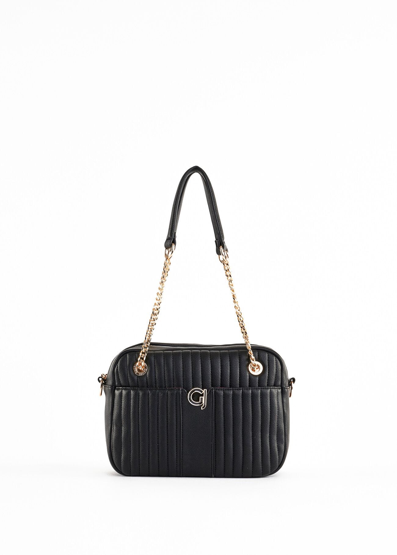 Pleated faux leather shoulder bag
