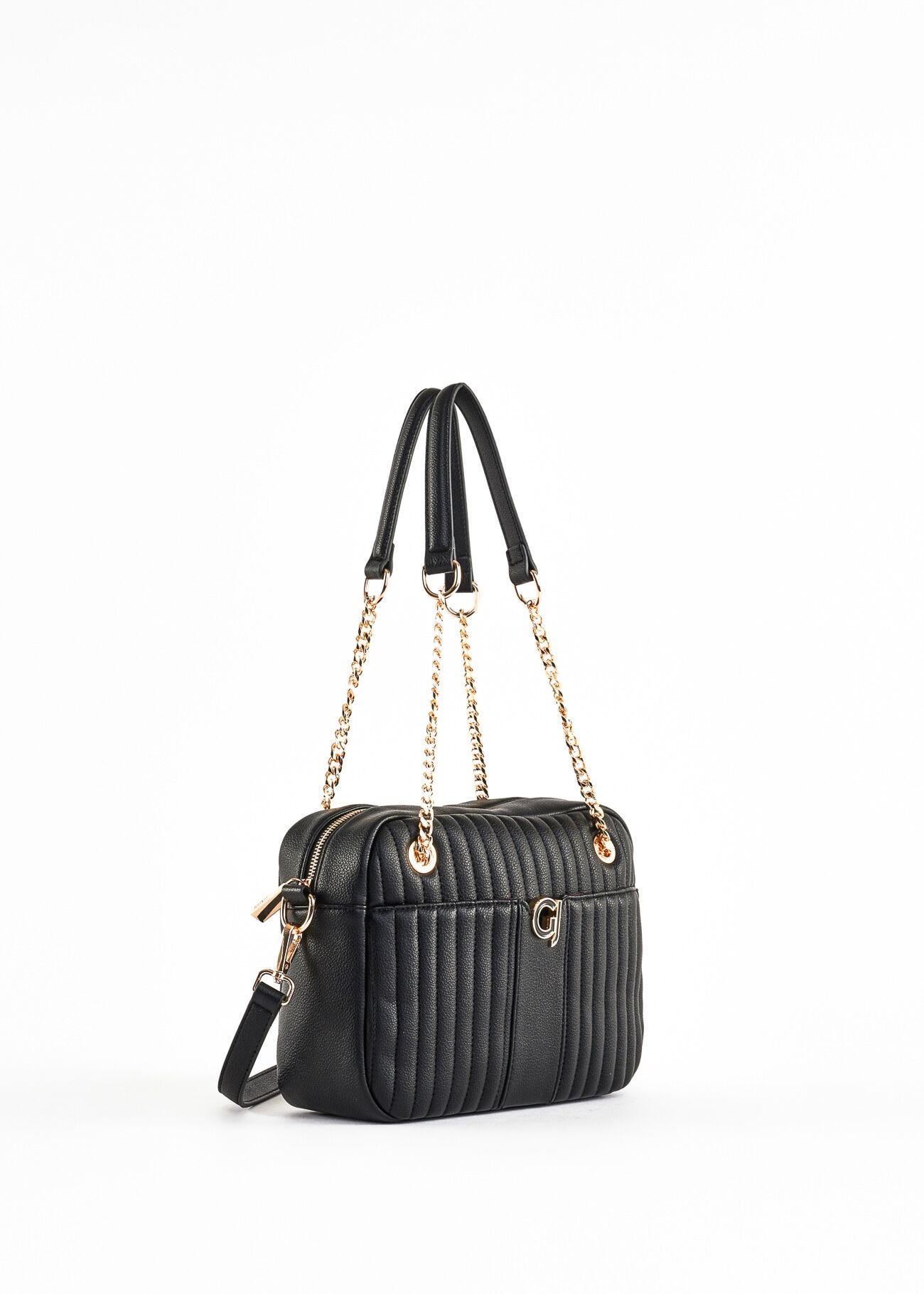 Pleated faux leather shoulder bag