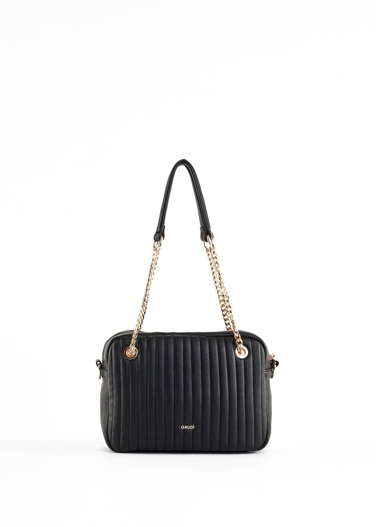 Pleated faux leather shoulder bag