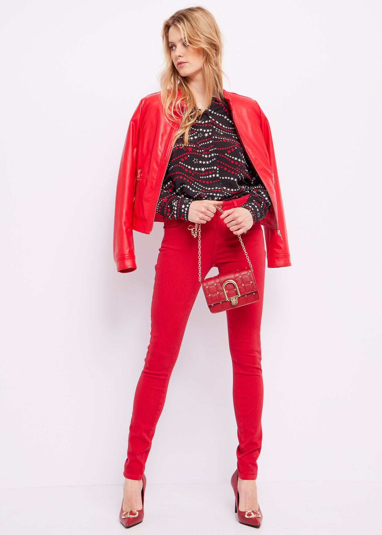 Skinny twill trousers