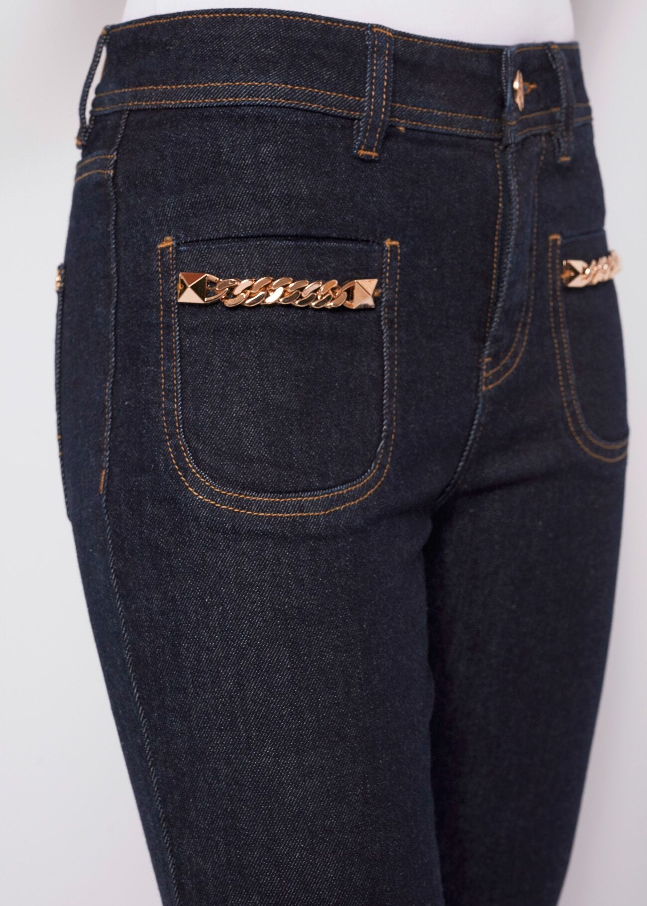 Cropped bell-bottom jeans