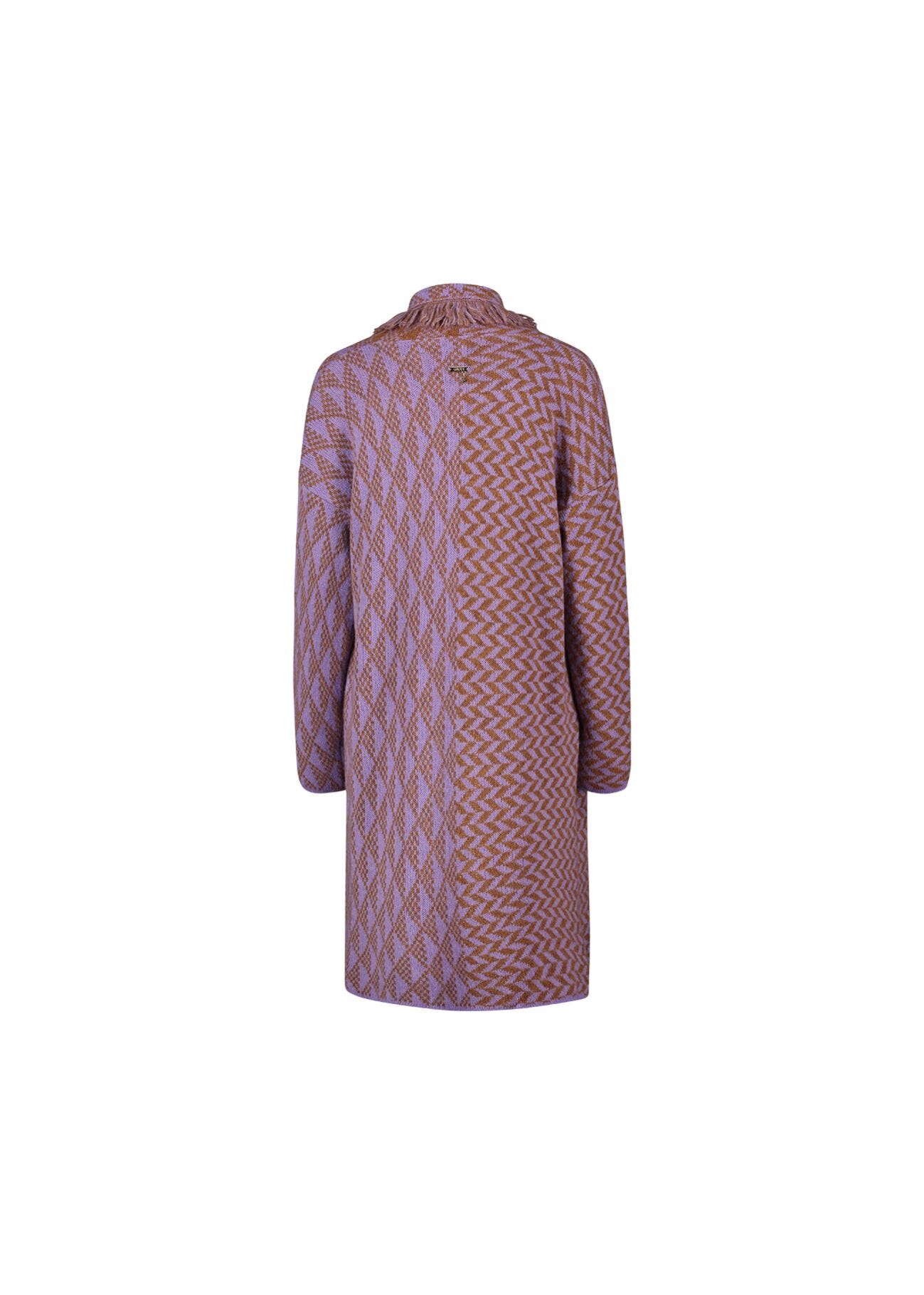 Cardigan jacquard con frange