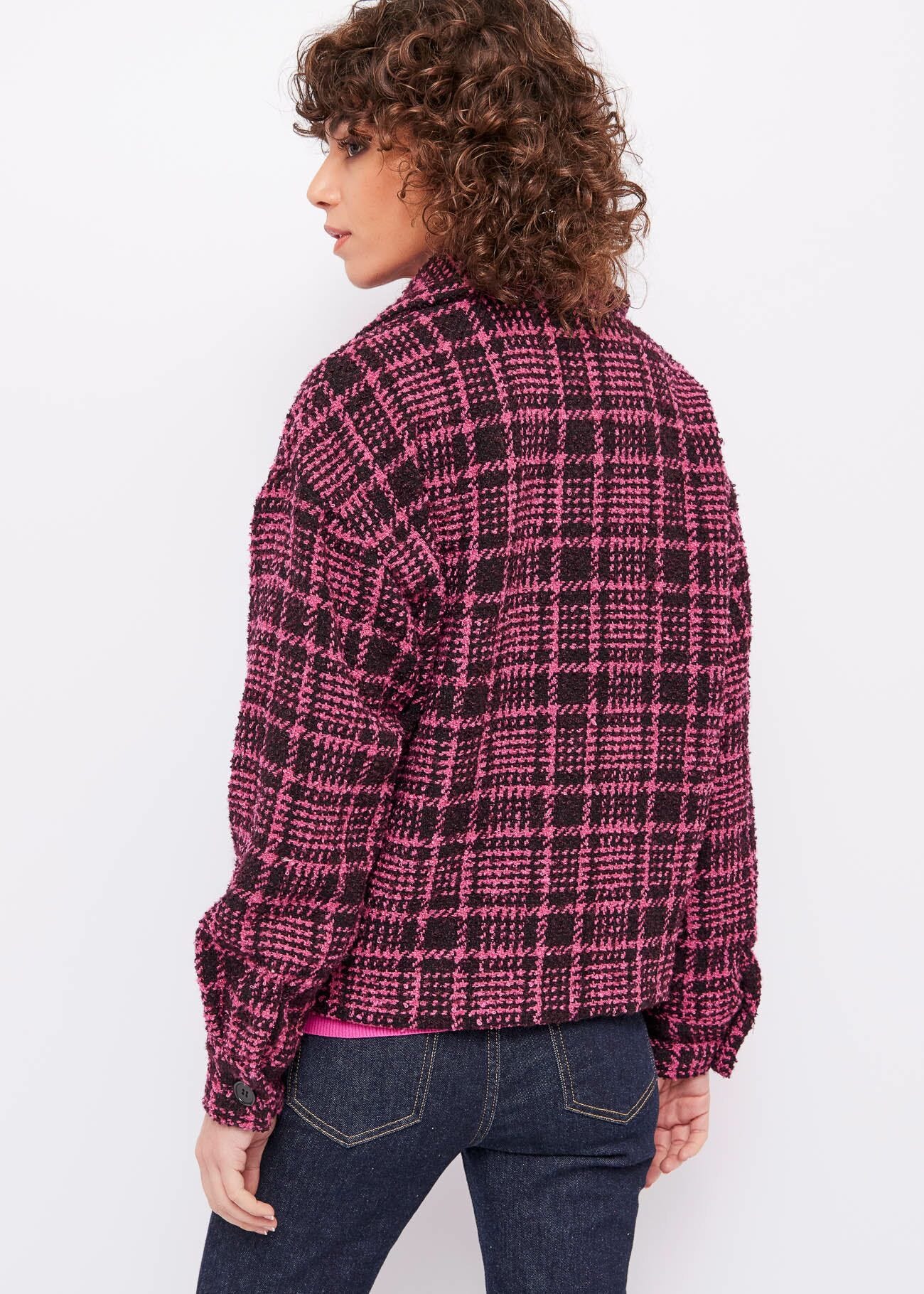 Checked double-breasted coat