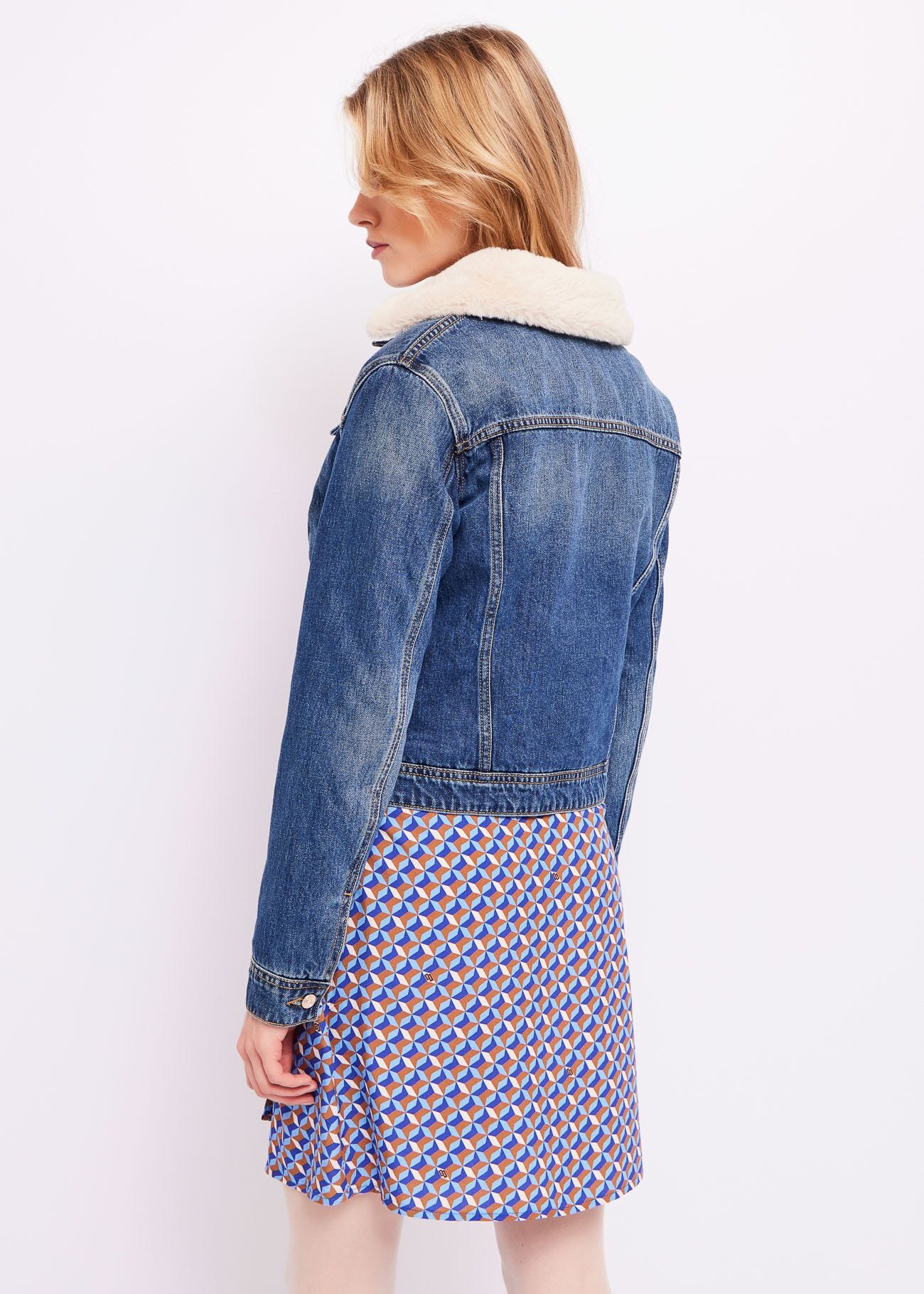 Denim jacket with eco fur