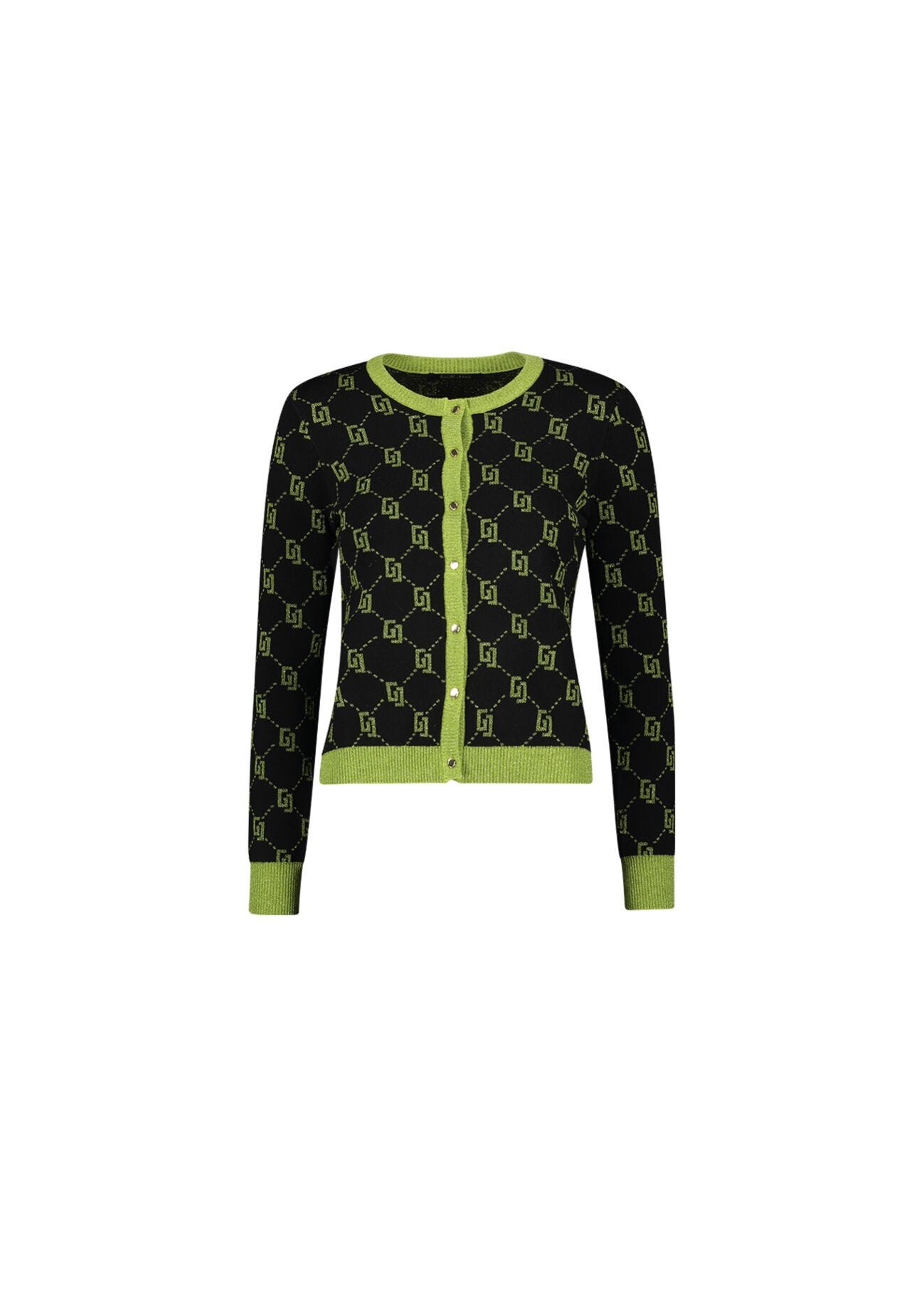 Cardigan con logo jacquard