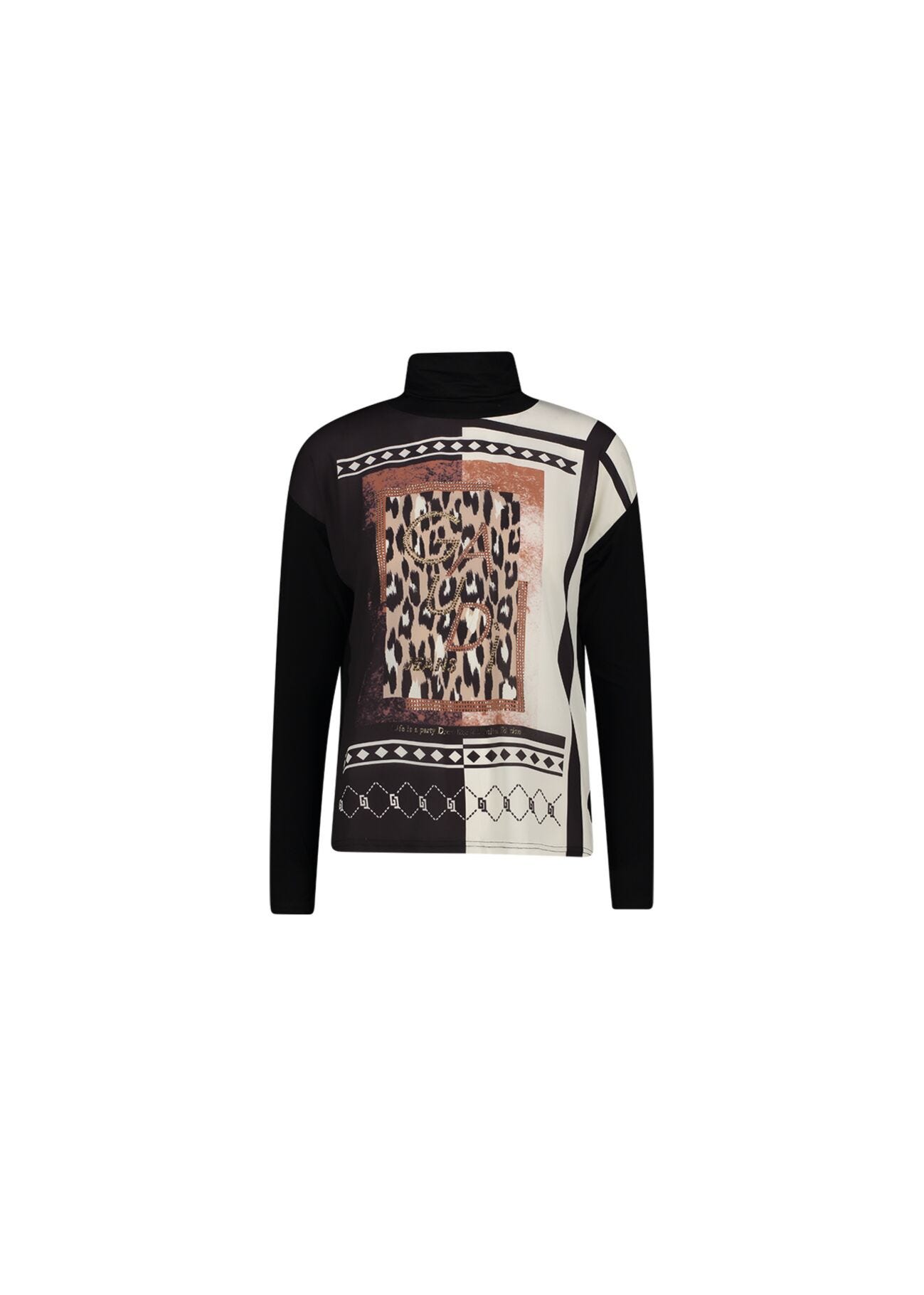 High-neck T-shirt with print