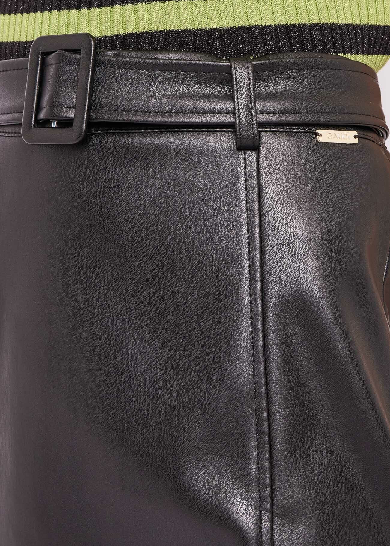 Faux-leather miniskirt with belt