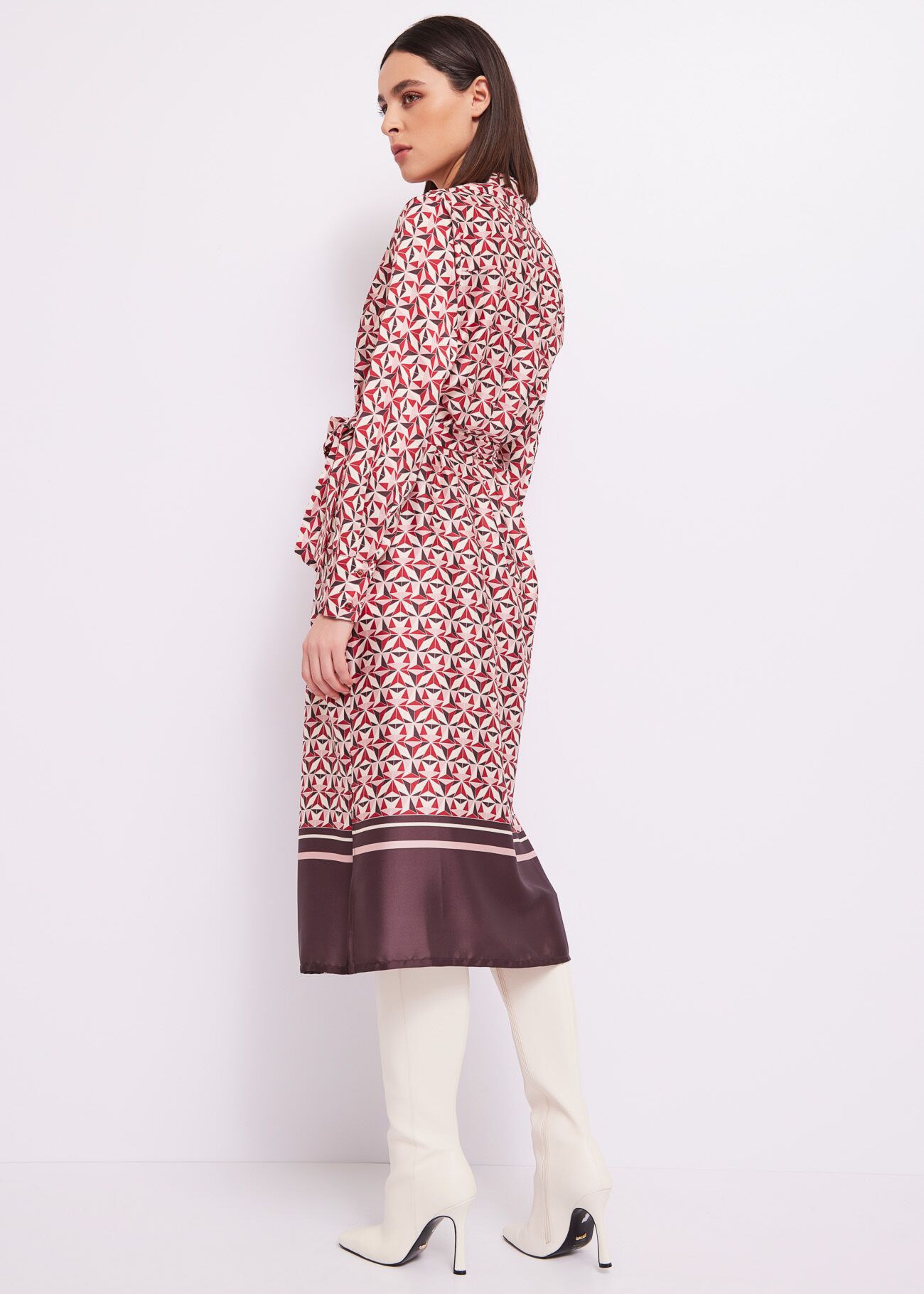 Printed twill shirt dress