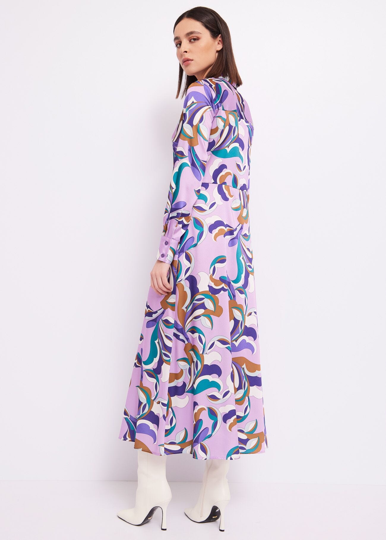 Robe chemisier en twill imprimé