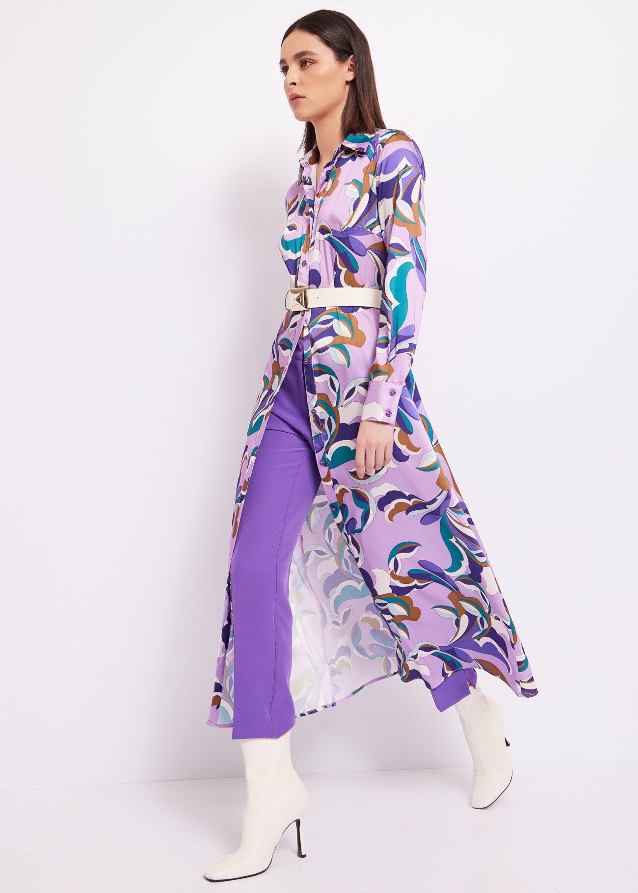 Robe chemisier en twill imprimé