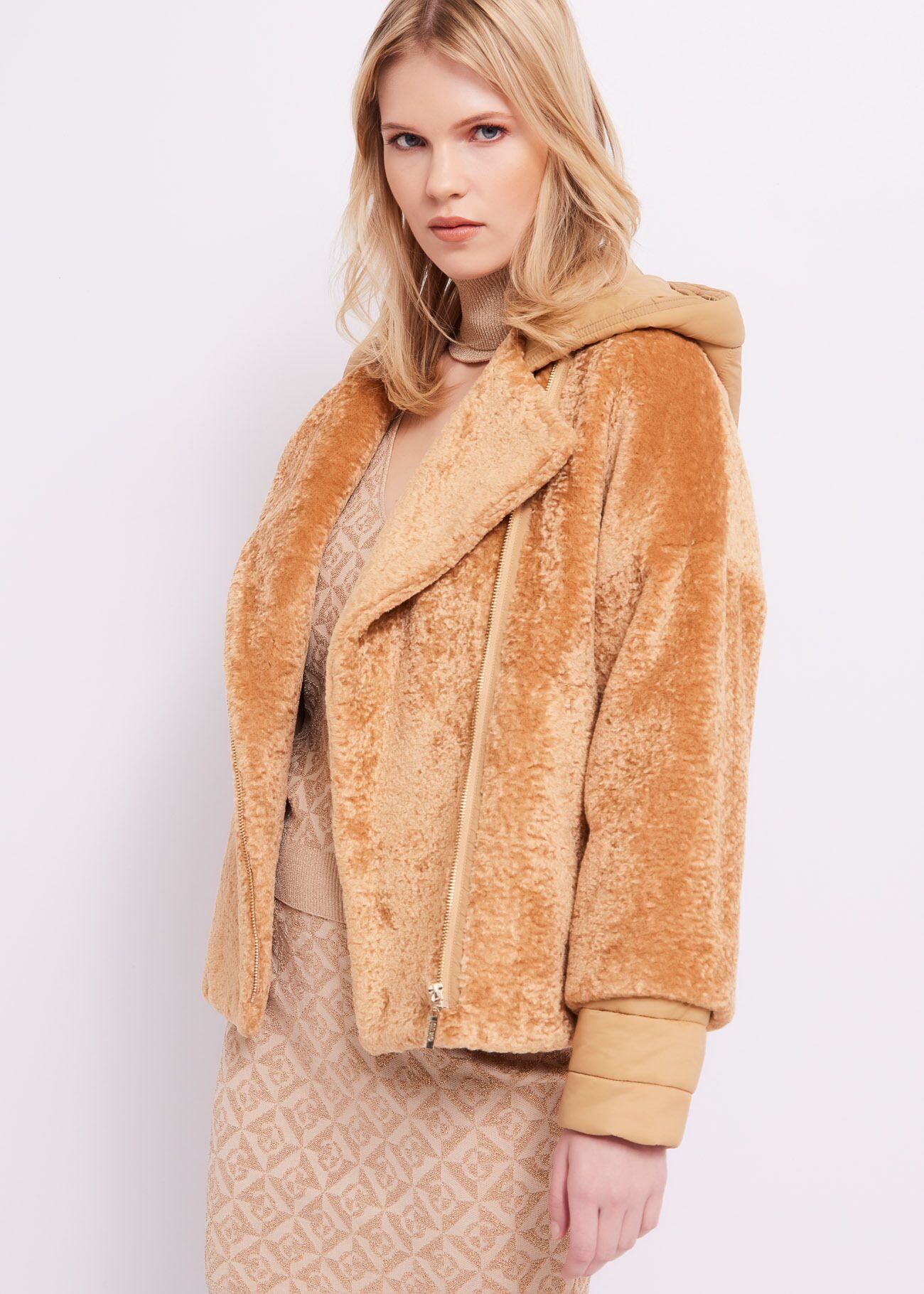 Teddy and nylon jacket