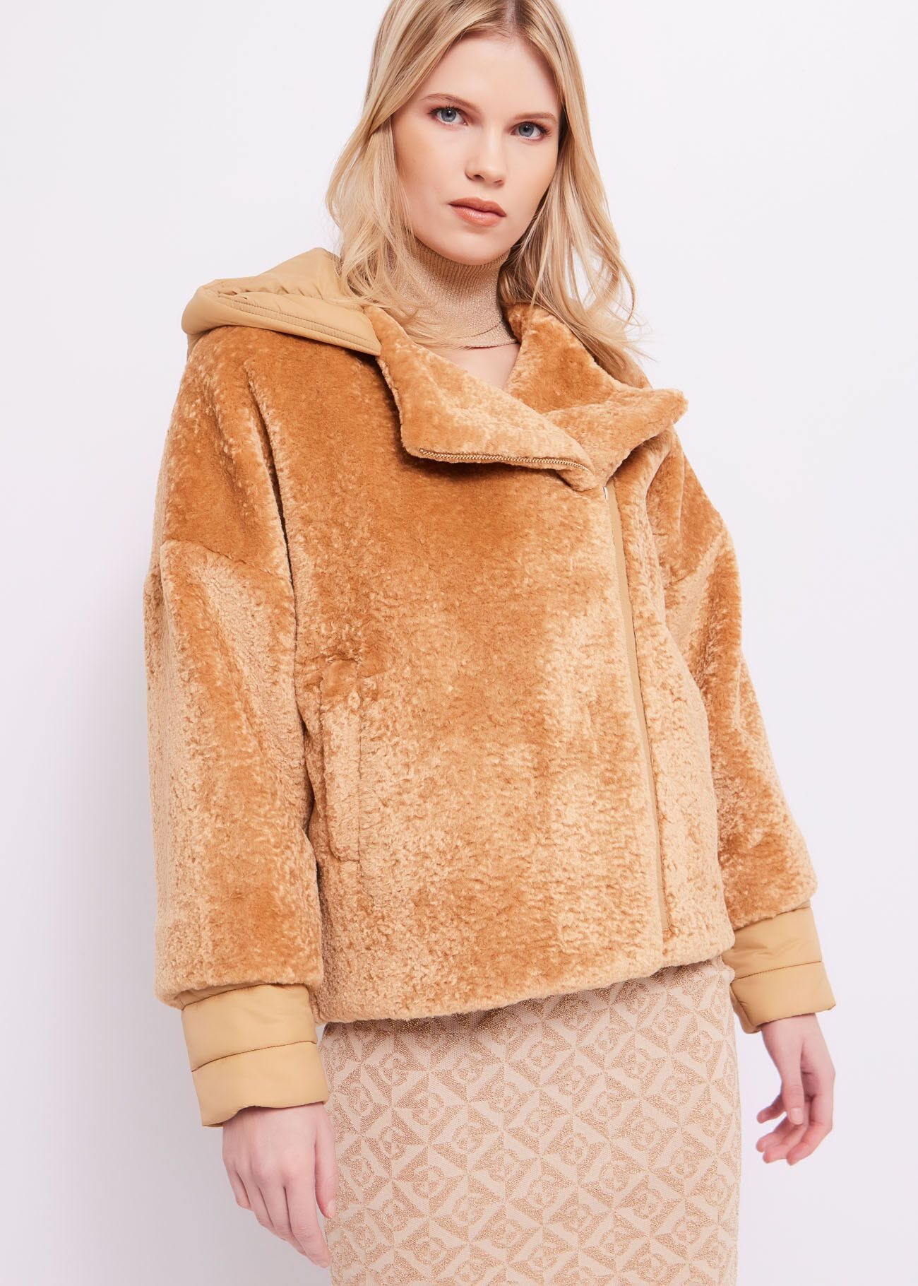 Teddy and nylon jacket
