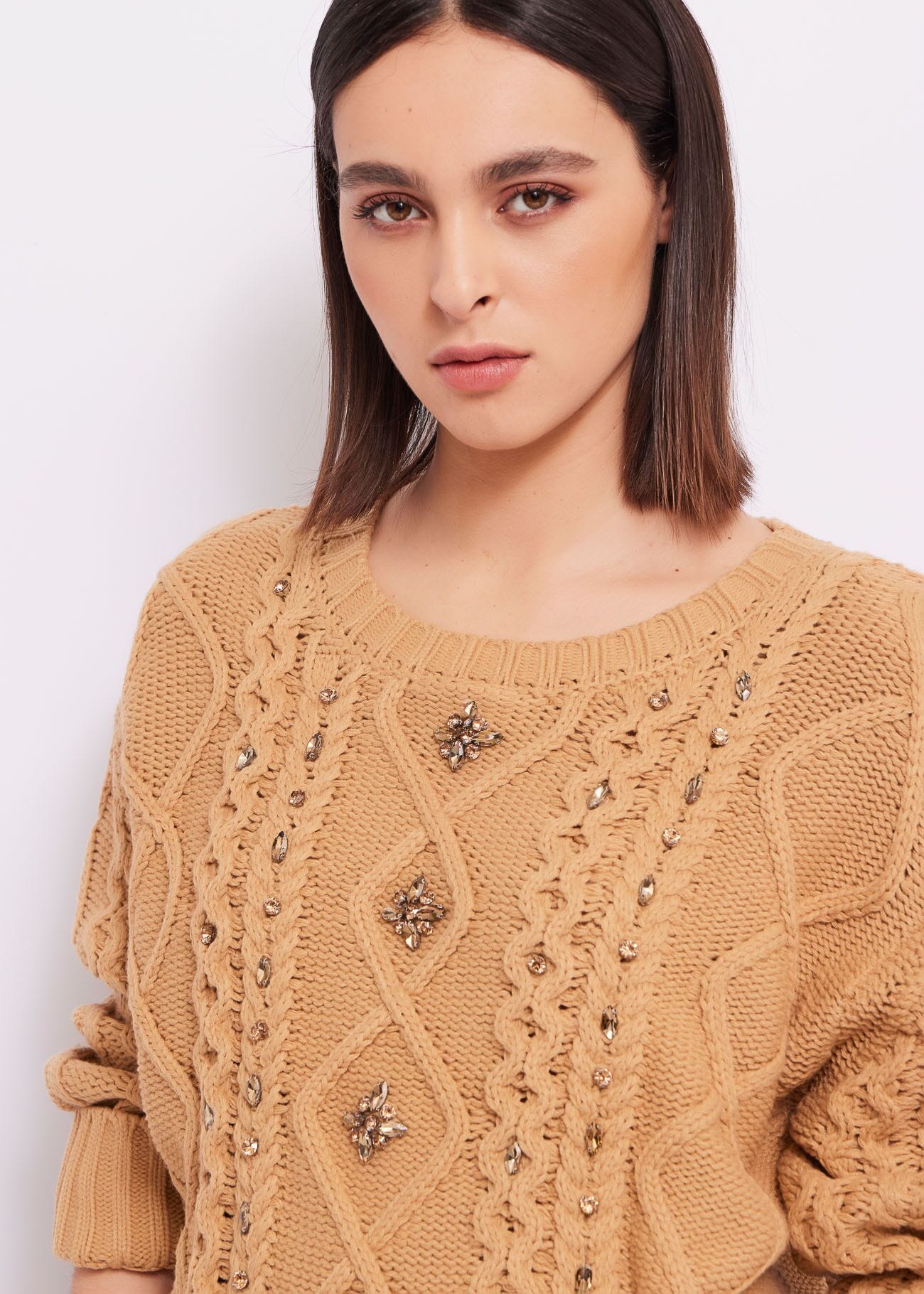 Argyle jumper with rhinestones