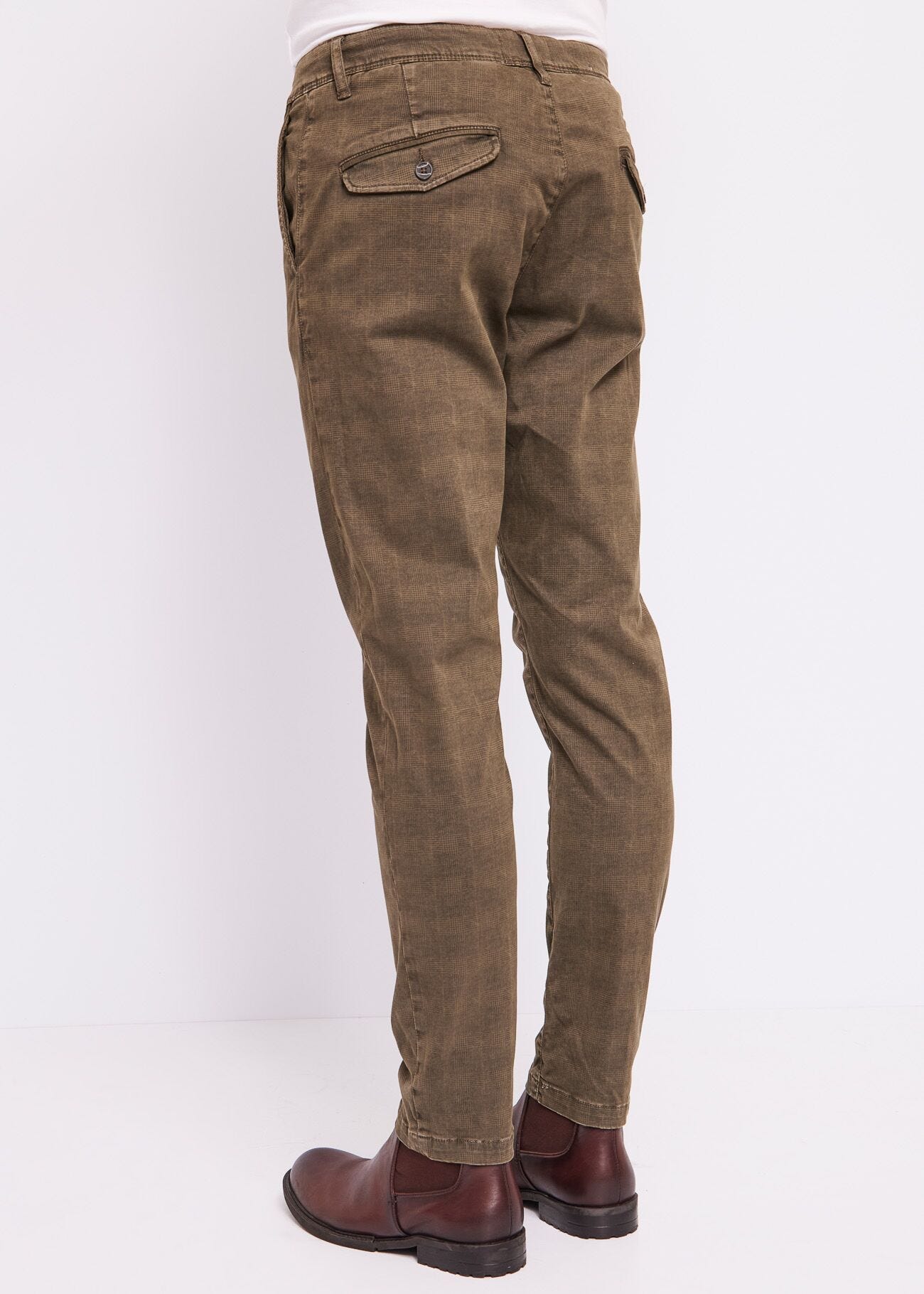 Checked gabardine trousers