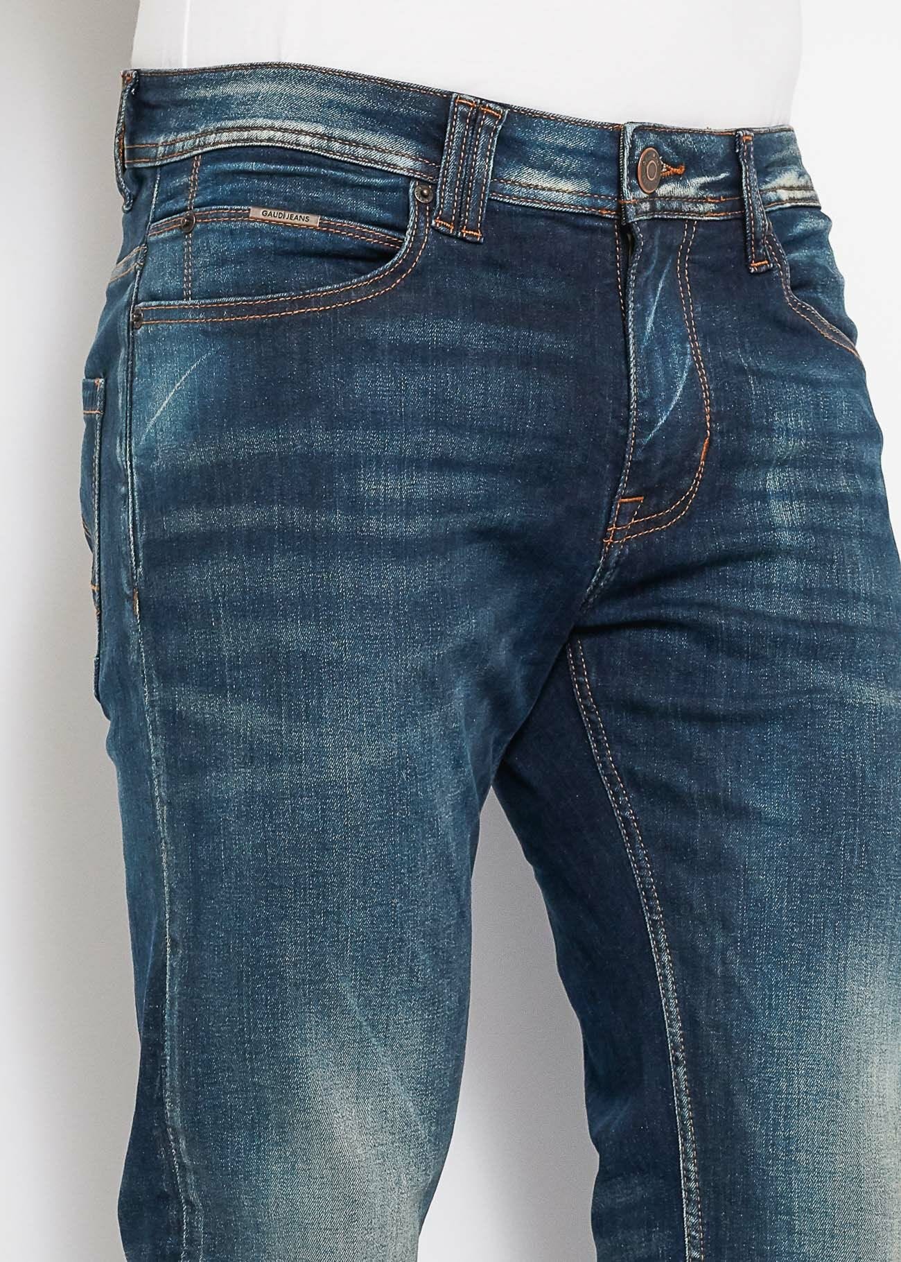 Slim-fit jeans with vintage-wash finish