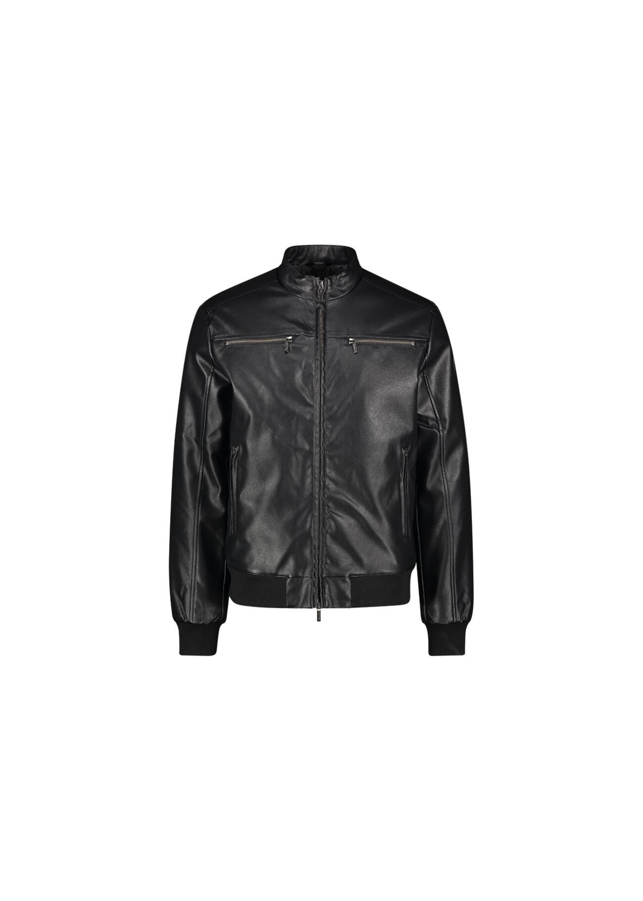 Faux-leather biker jacket