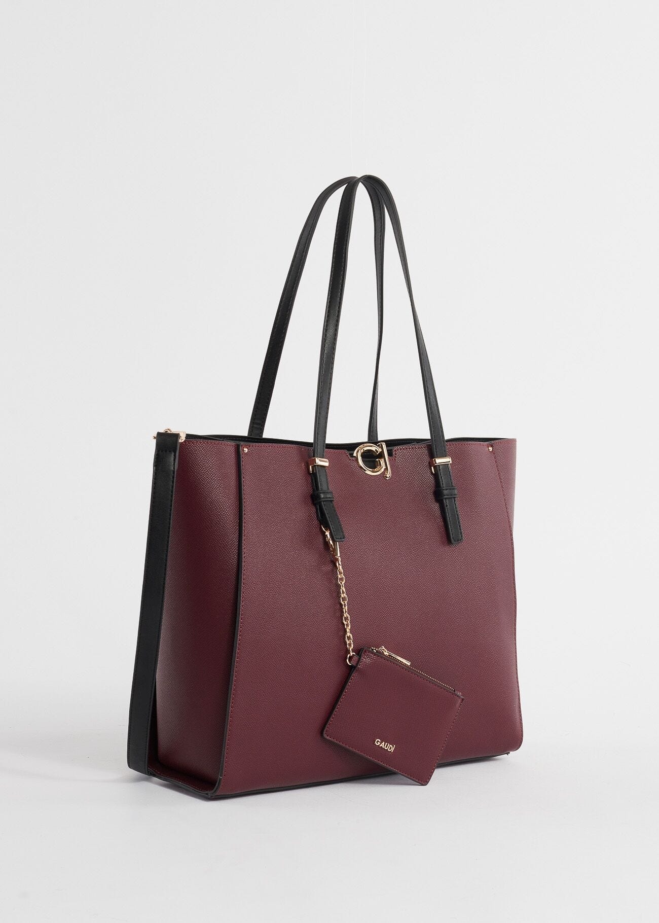 Faux-leather shopper bag with charm